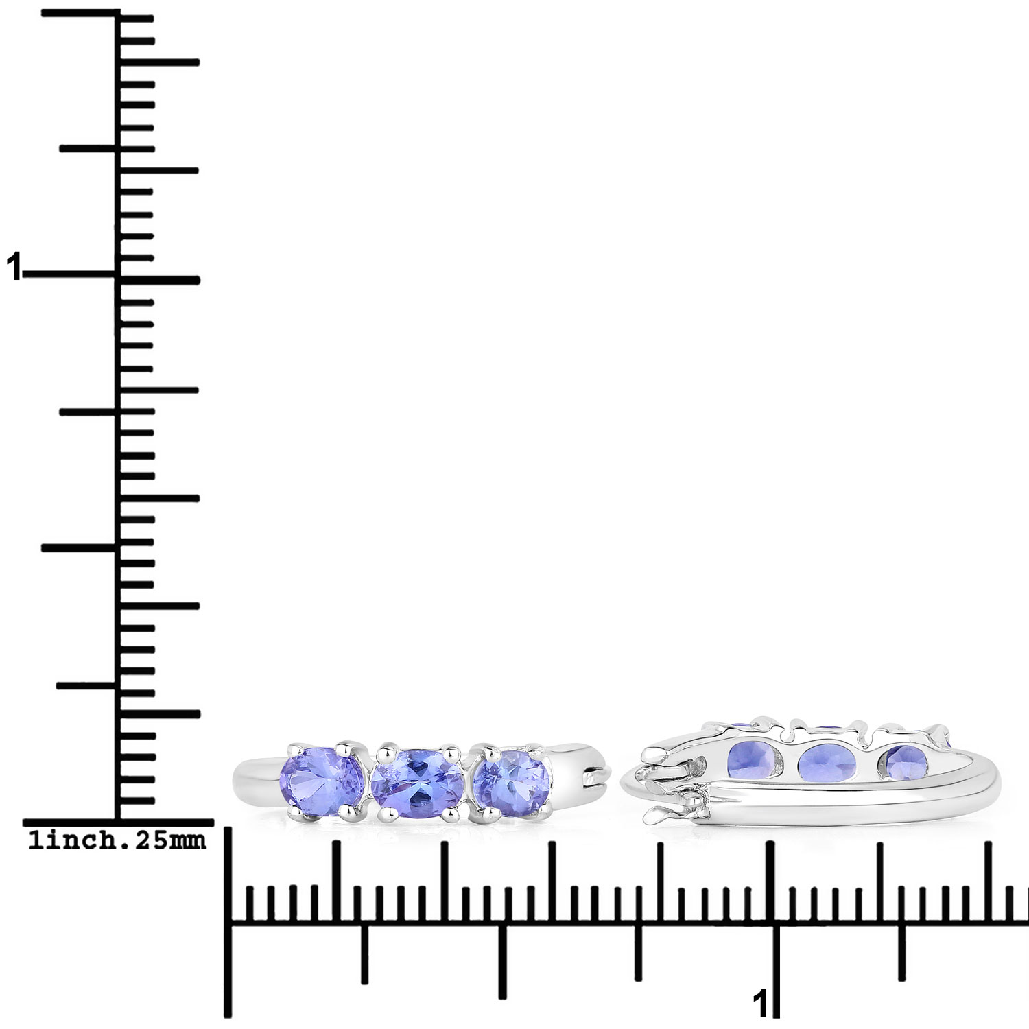 1.02 Carat Genuine Tanzanite .925 Sterling Silver Earrings