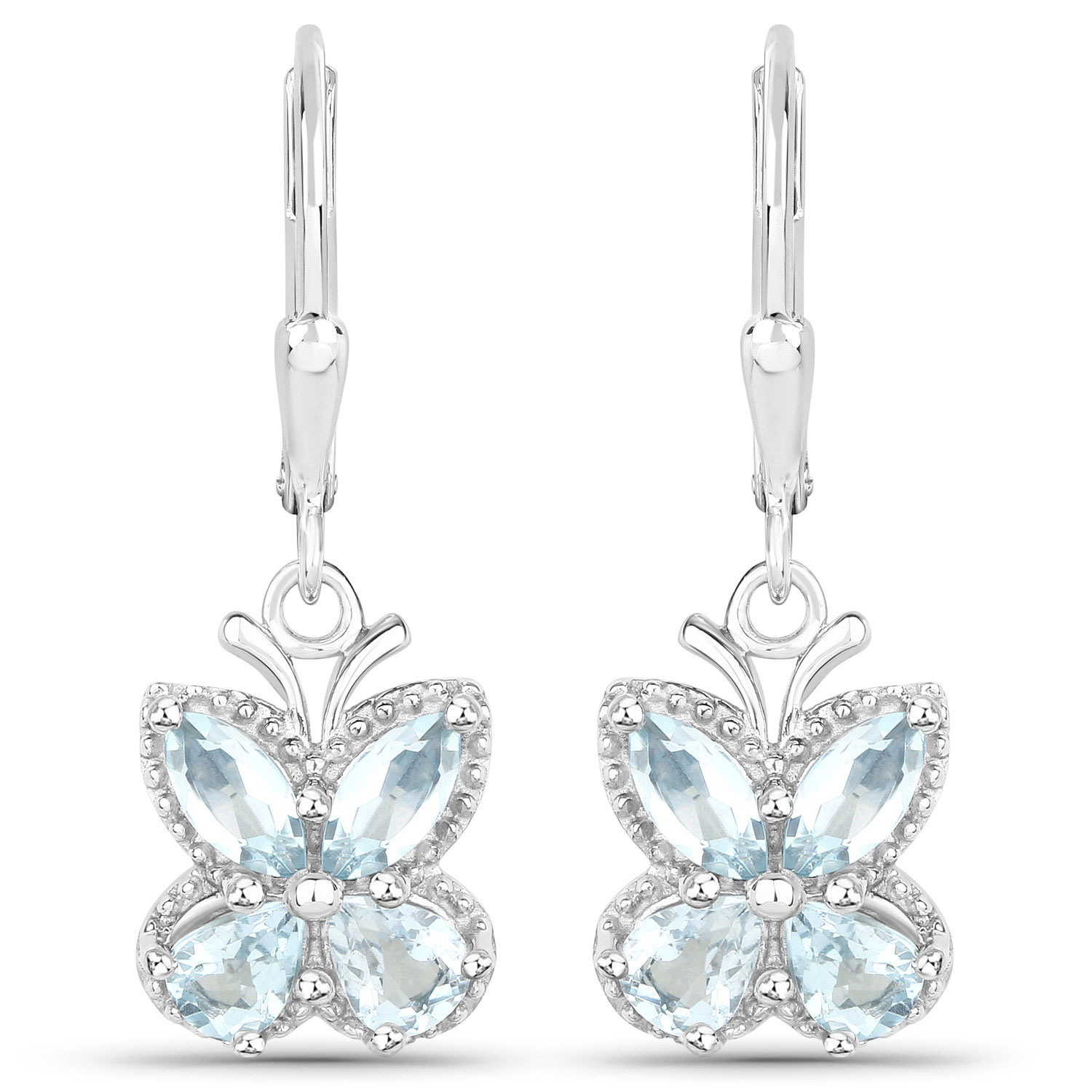 1.76 Carat Genuine Aquamarine .925 Sterling Silver Earrings