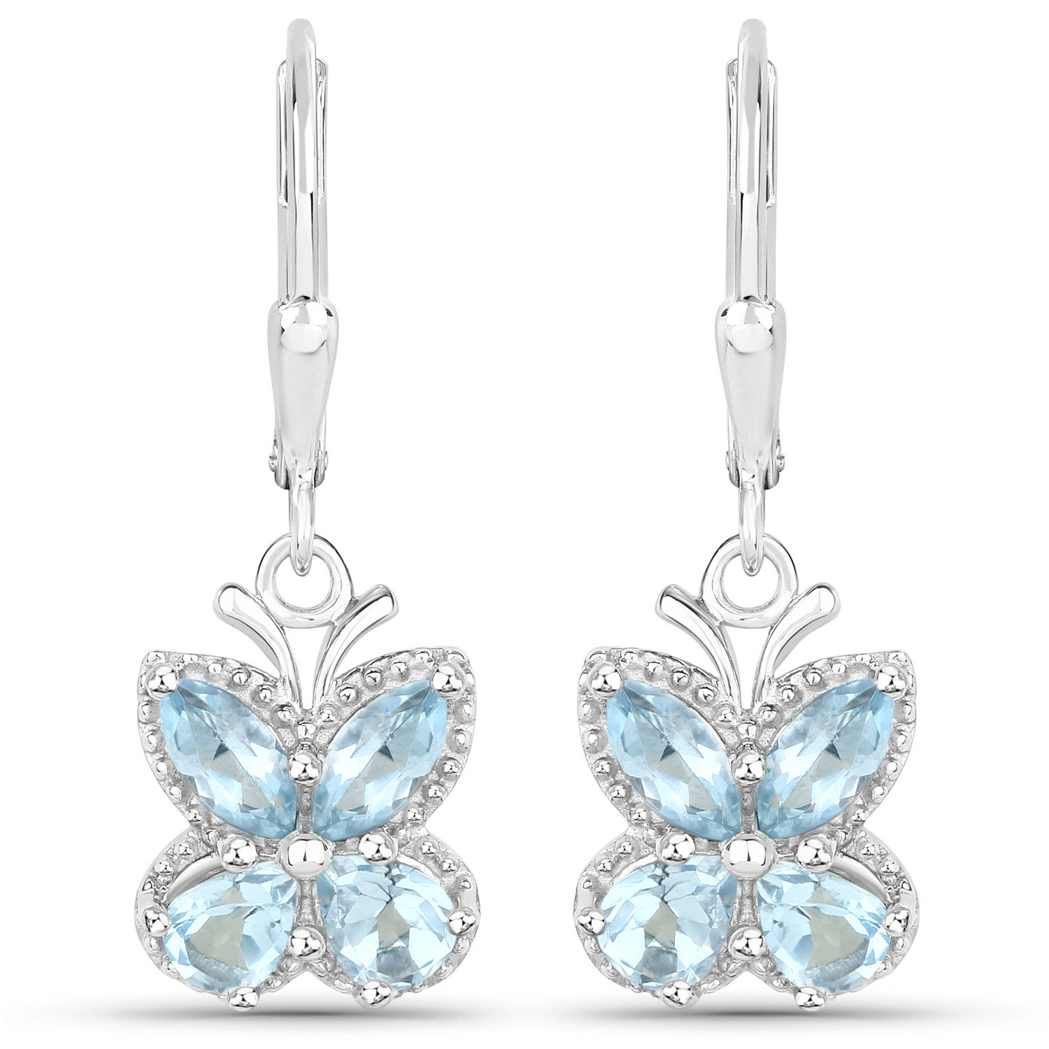 2.60 Carat Genuine Blue Topaz .925 Sterling Silver Earrings