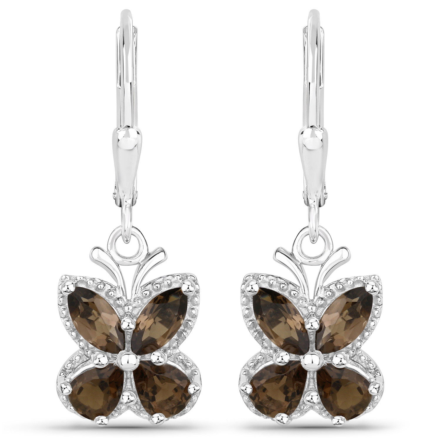 2.20 Carat Genuine Smoky Quartz .925 Sterling Silver Earrings