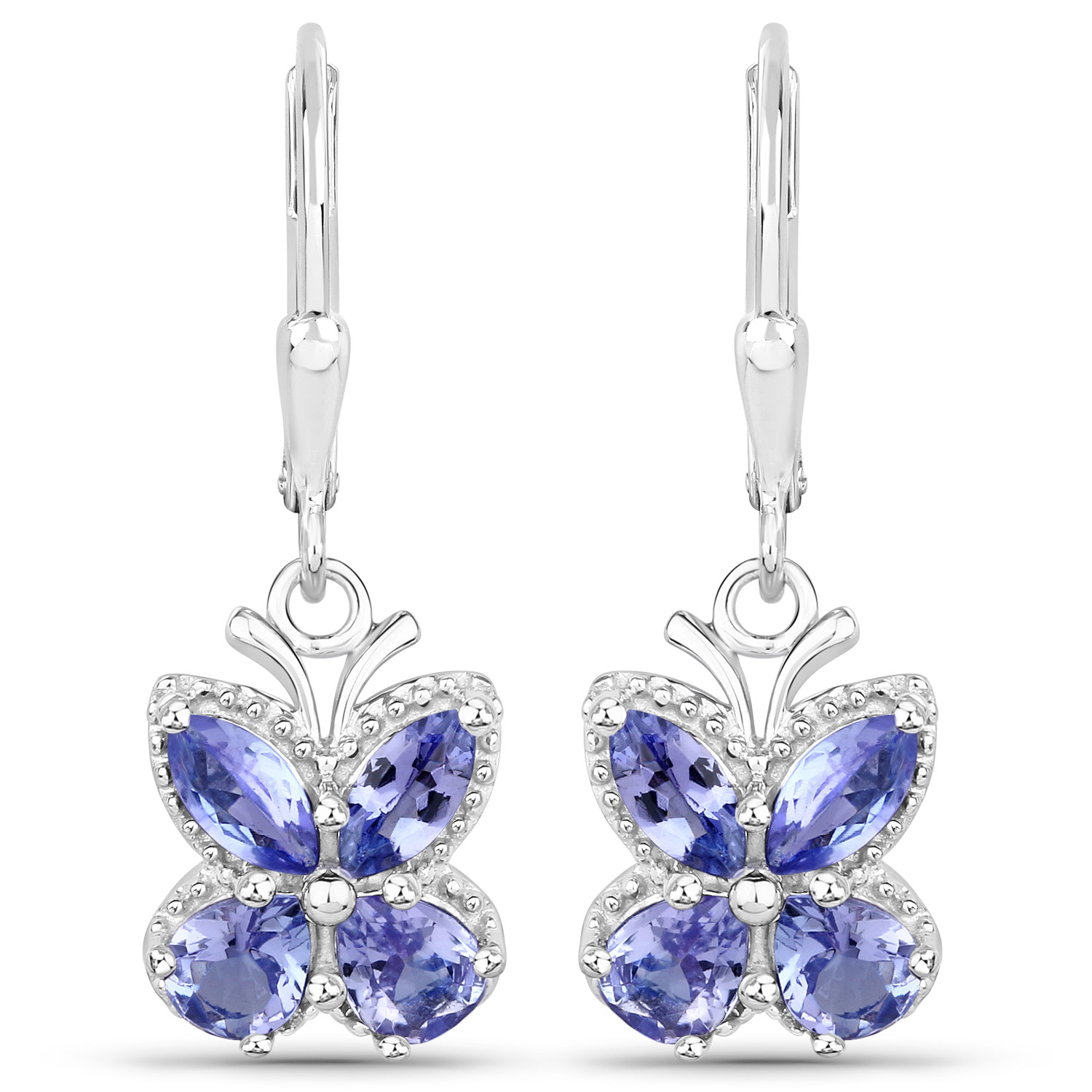 2.08 Carat Genuine Tanzanite .925 Sterling Silver Earrings