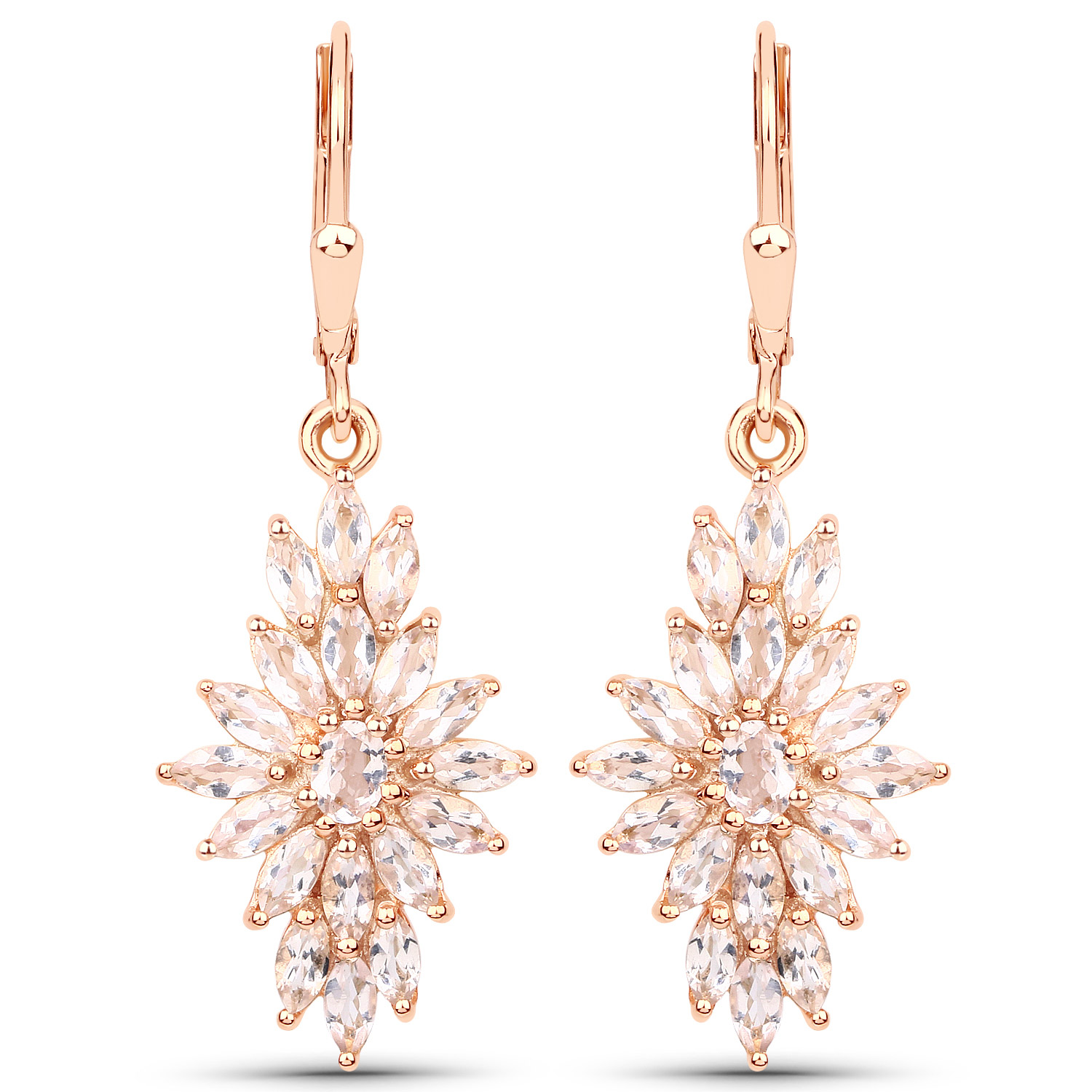 3.54 Carat Genuine Morganite .925 Sterling Silver Earrings