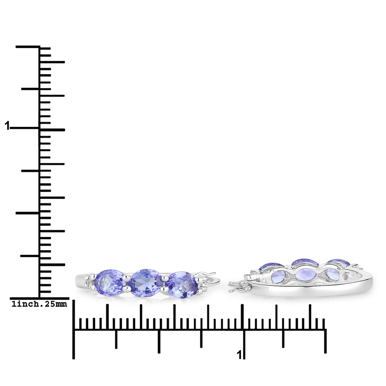 1.99 Carat Genuine Tanzanite and Created White Sapphire .925 Sterling Silver Earrings