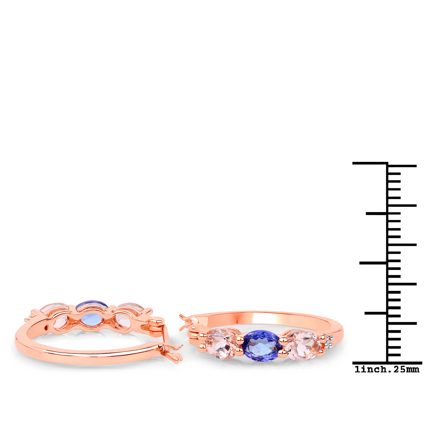 1.75 Carat Genuine Tanzanite and Morganite & White Diamond .925 Sterling Silver Earrings