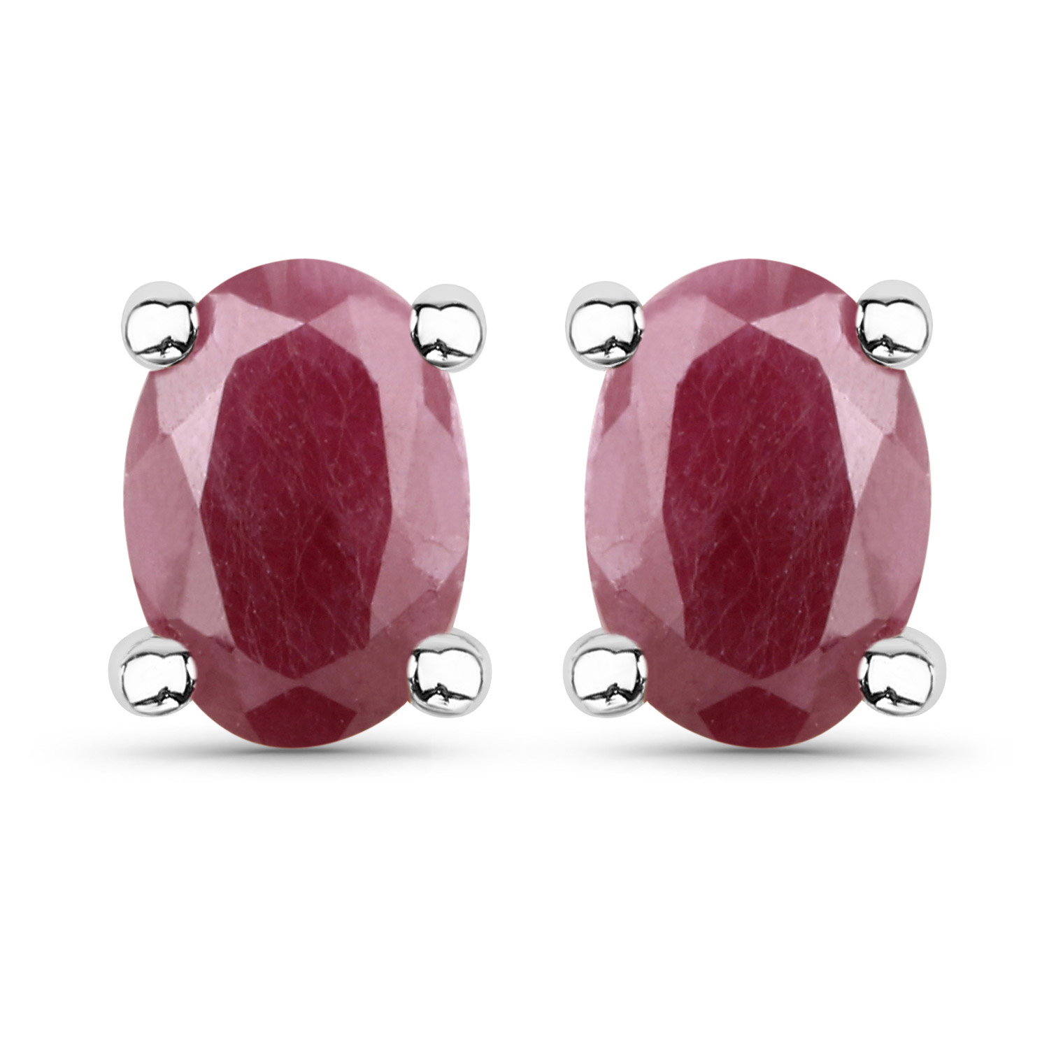 1.60 Carat Genuine Ruby .925 Sterling Silver Earrings