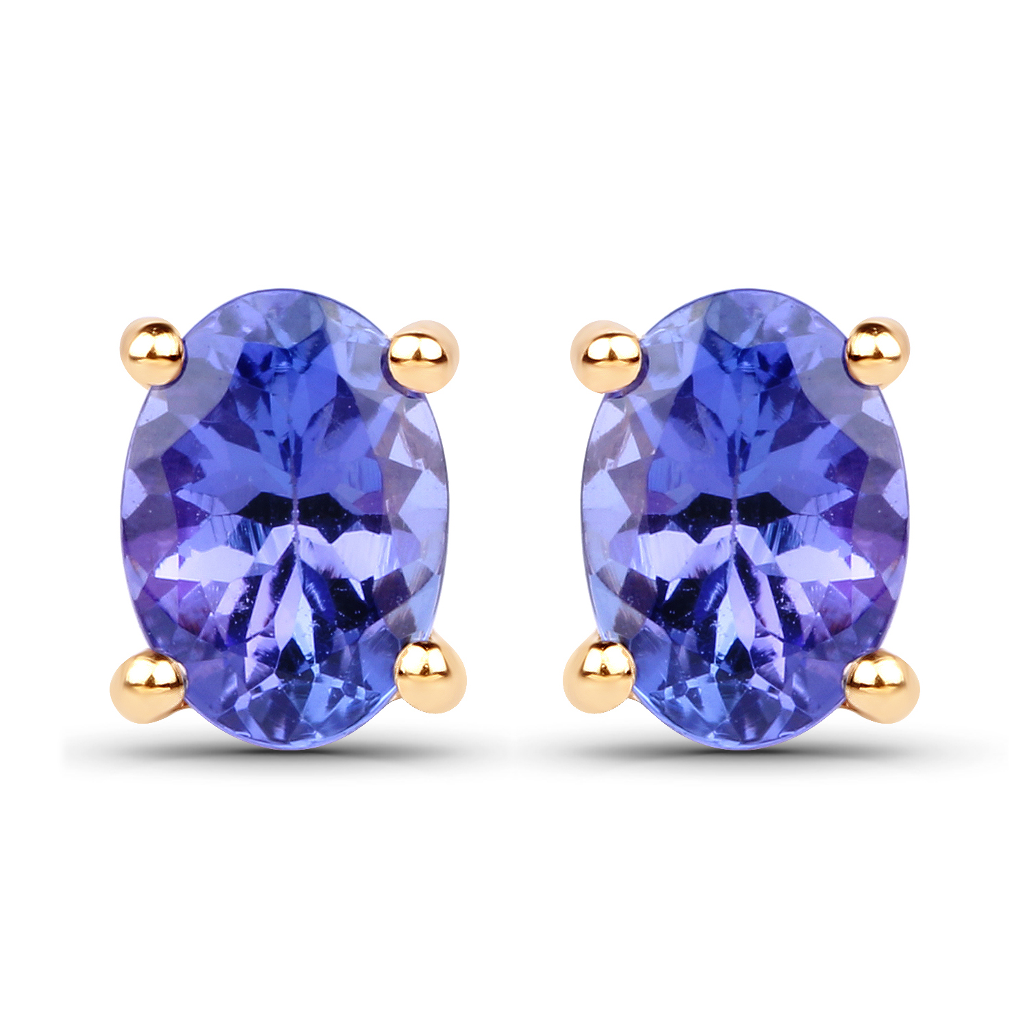 1.24 Carat Genuine Tanzanite 14K Yellow Gold Earrings