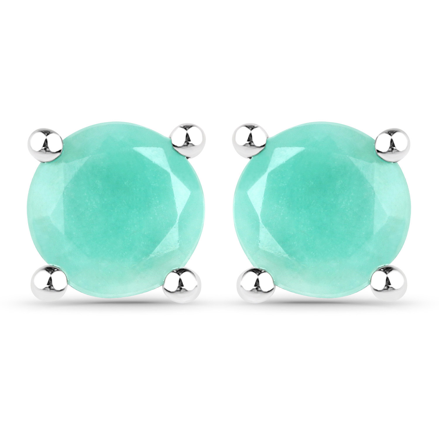 1.50 Carat Genuine Emerald .925 Sterling Silver Earrings