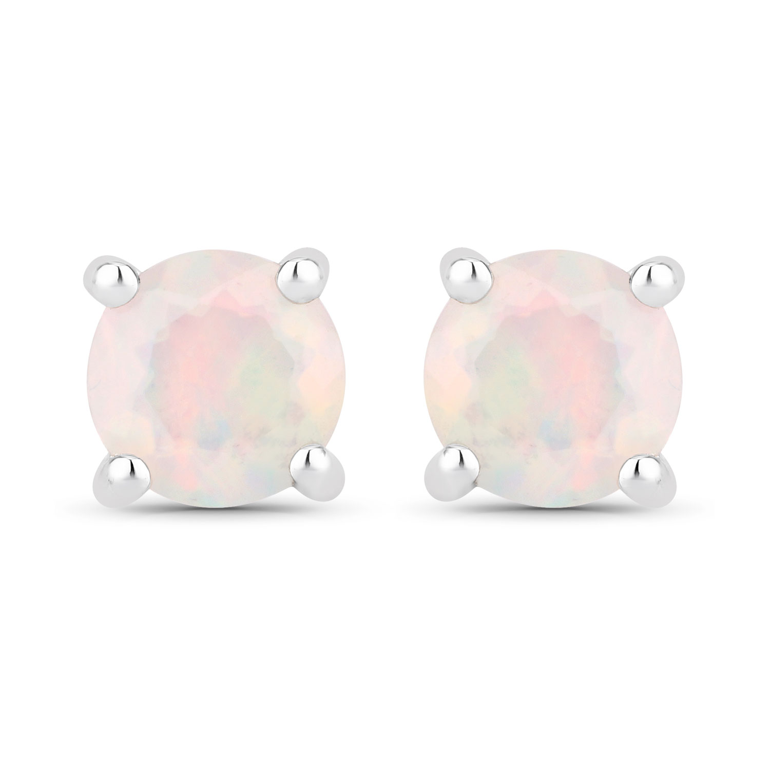 1.00 Carat Ethiopian Opal .925 Sterling Silver Earrings