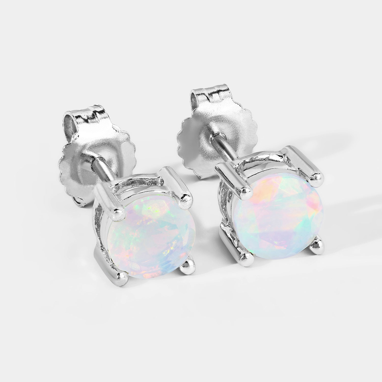 1.00 Carat Ethiopian Opal .925 Sterling Silver Earrings