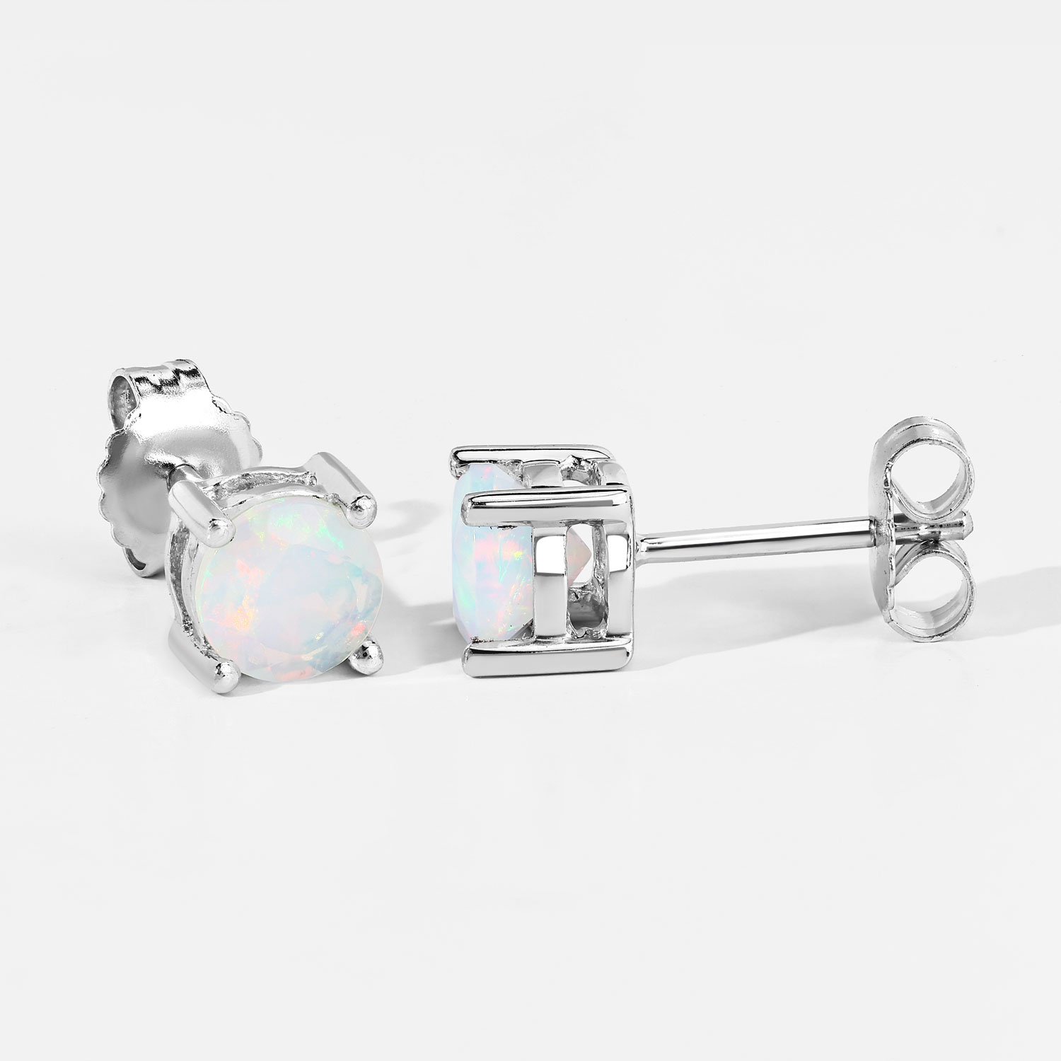 1.00 Carat Ethiopian Opal .925 Sterling Silver Earrings