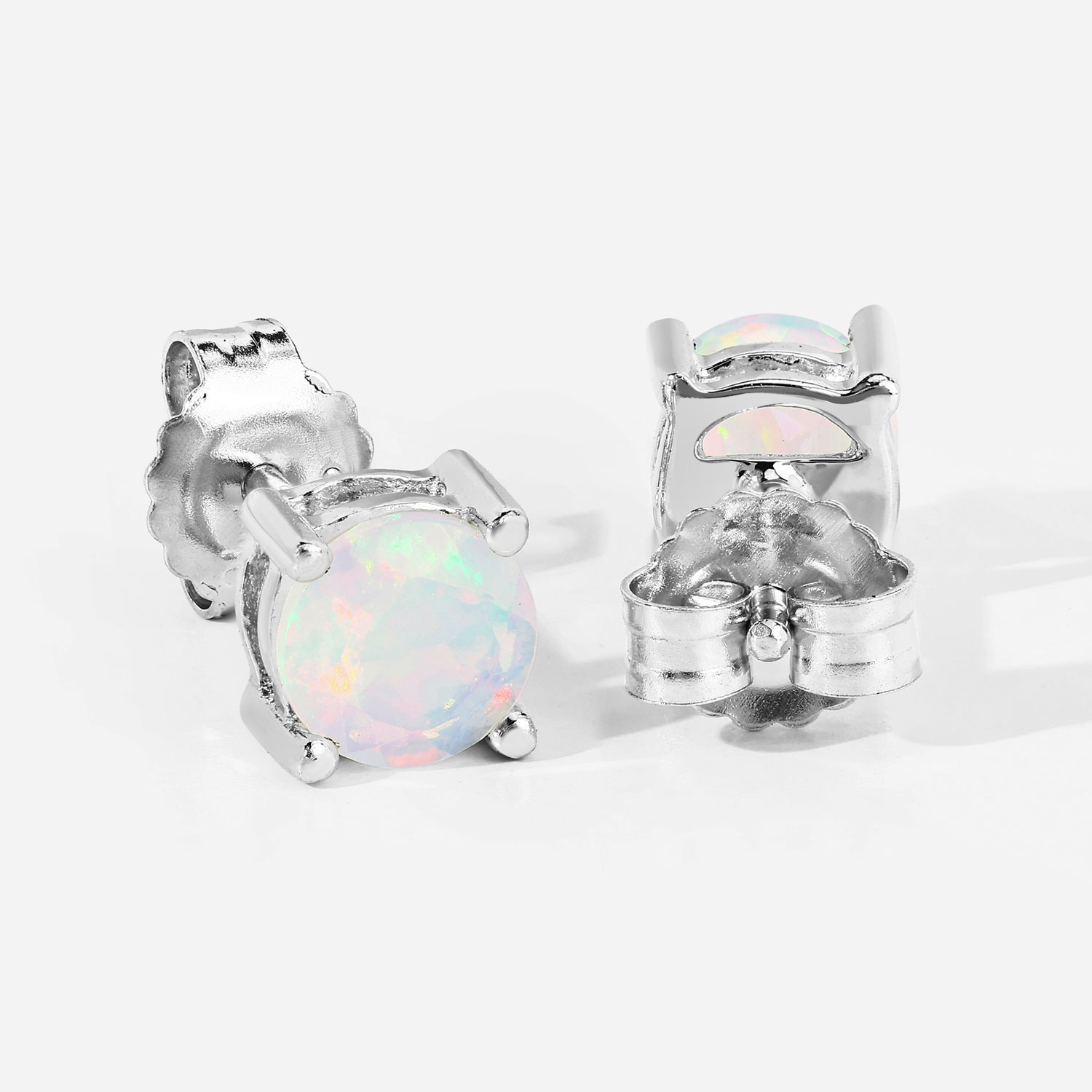 1.00 Carat Ethiopian Opal .925 Sterling Silver Earrings
