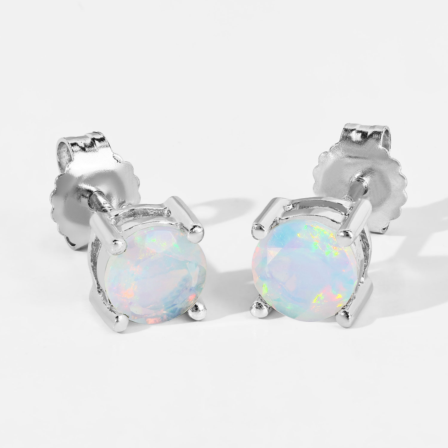 1.00 Carat Ethiopian Opal .925 Sterling Silver Earrings