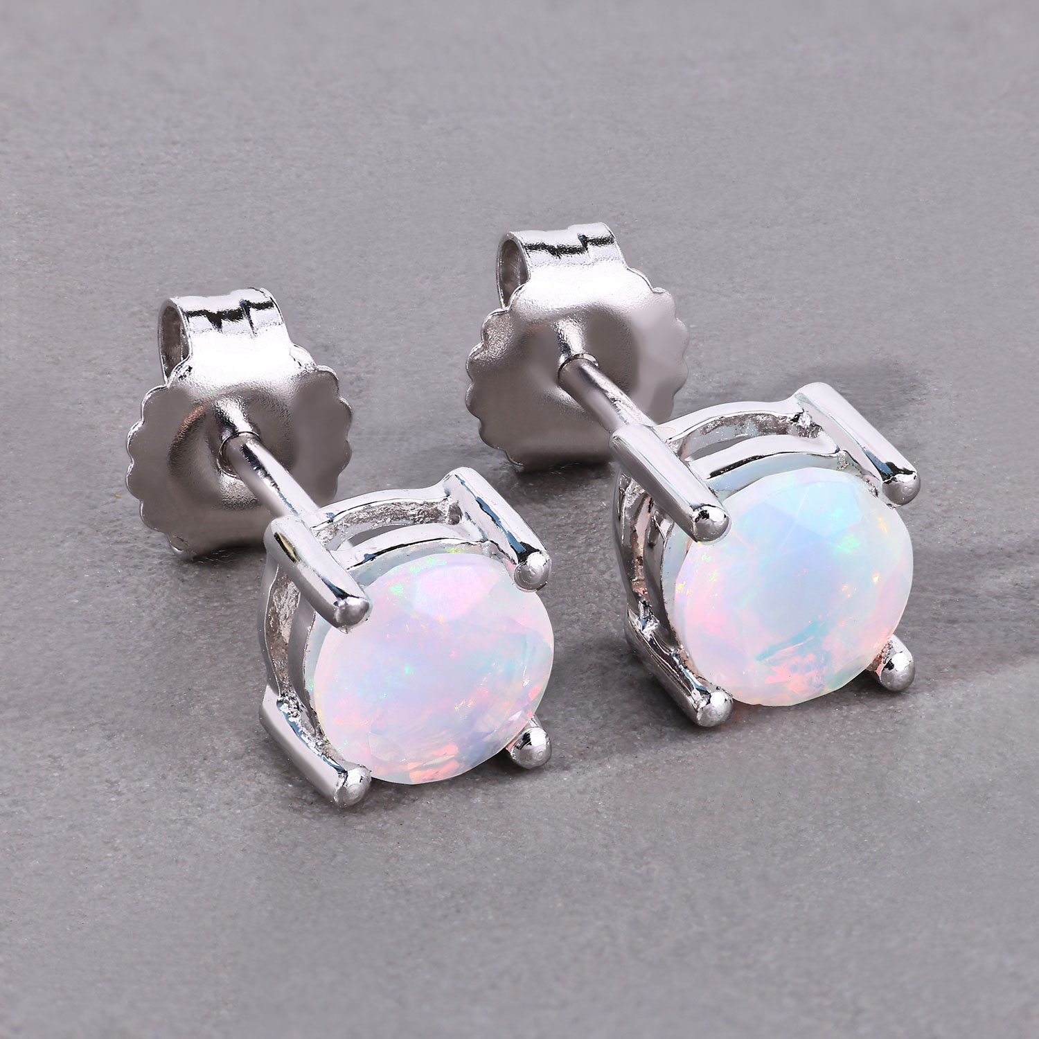 1.00 Carat Ethiopian Opal .925 Sterling Silver Earrings