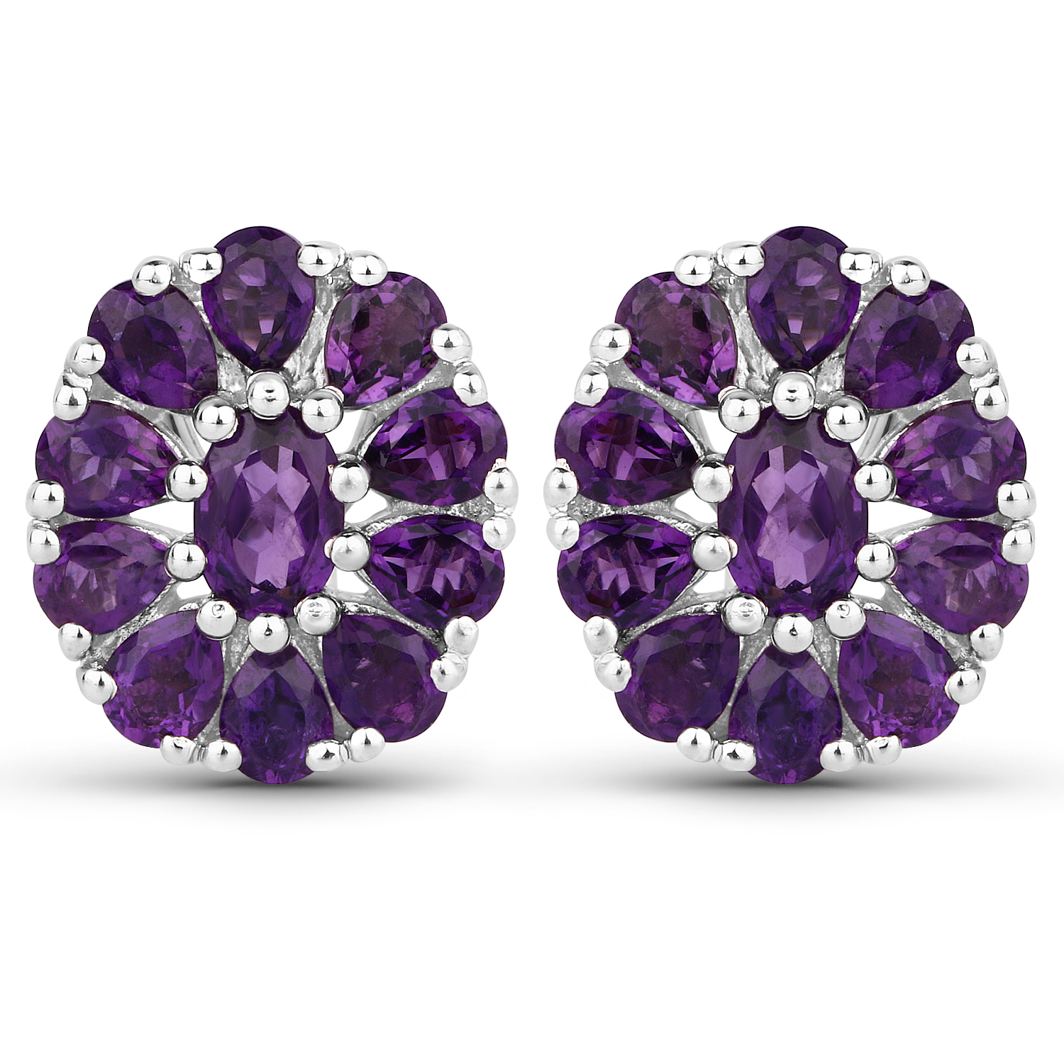 3.84 Carat Genuine Amethyst .925 Sterling Silver Earrings