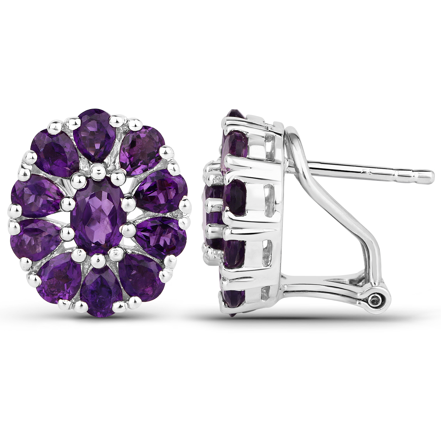 3.84 Carat Genuine Amethyst .925 Sterling Silver Earrings