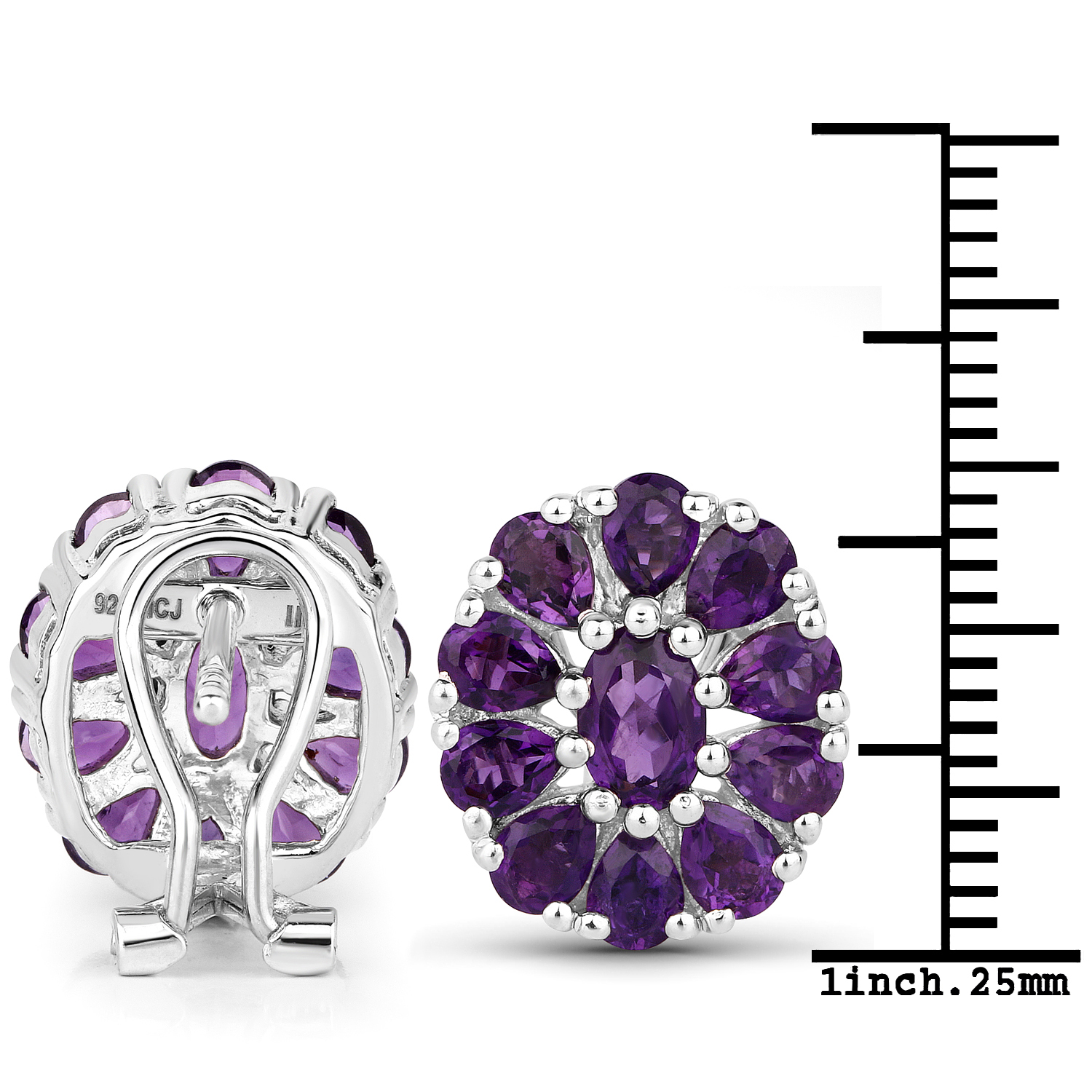 3.84 Carat Genuine Amethyst .925 Sterling Silver Earrings