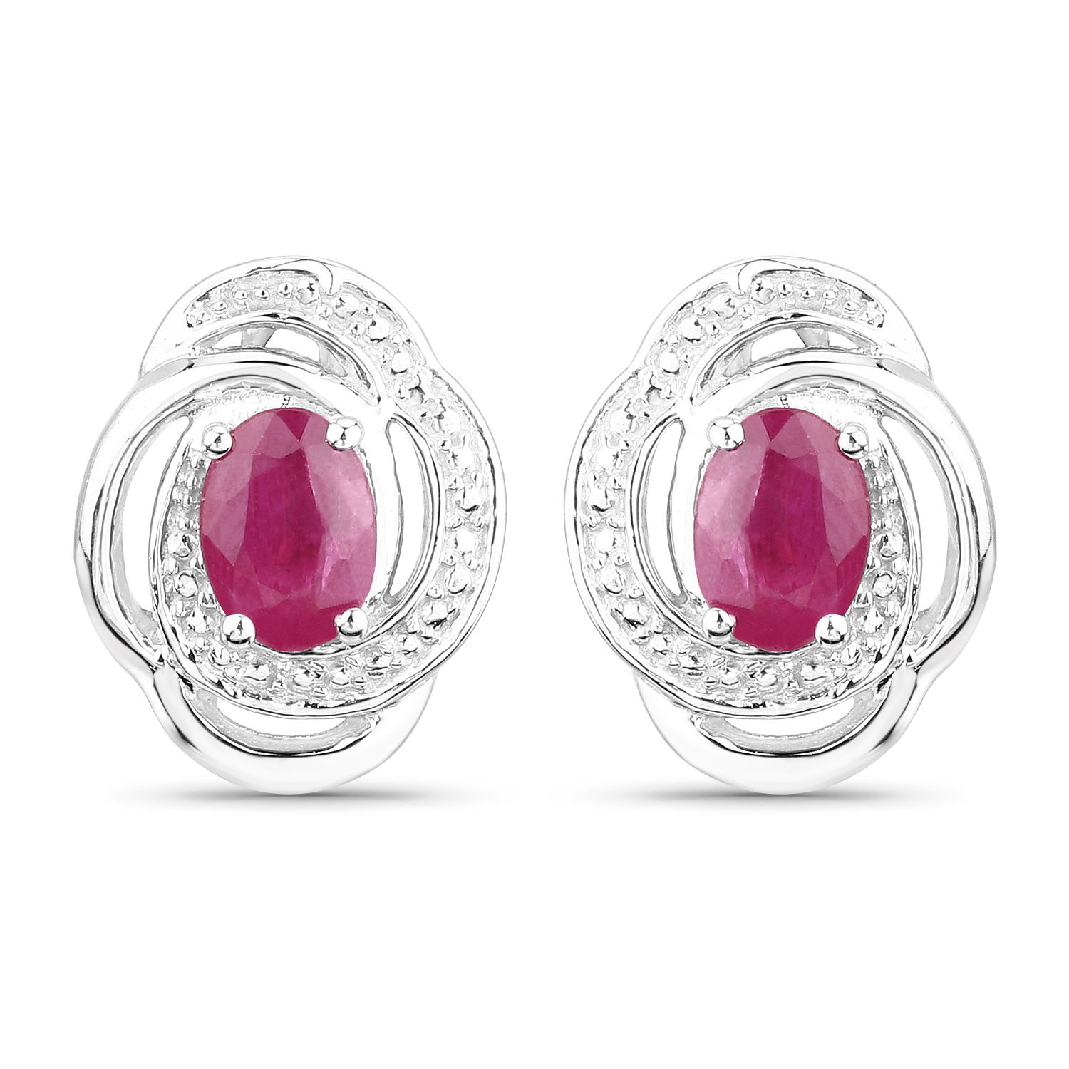 1.70 Carat Genuine Ruby .925 Sterling Silver Earrings