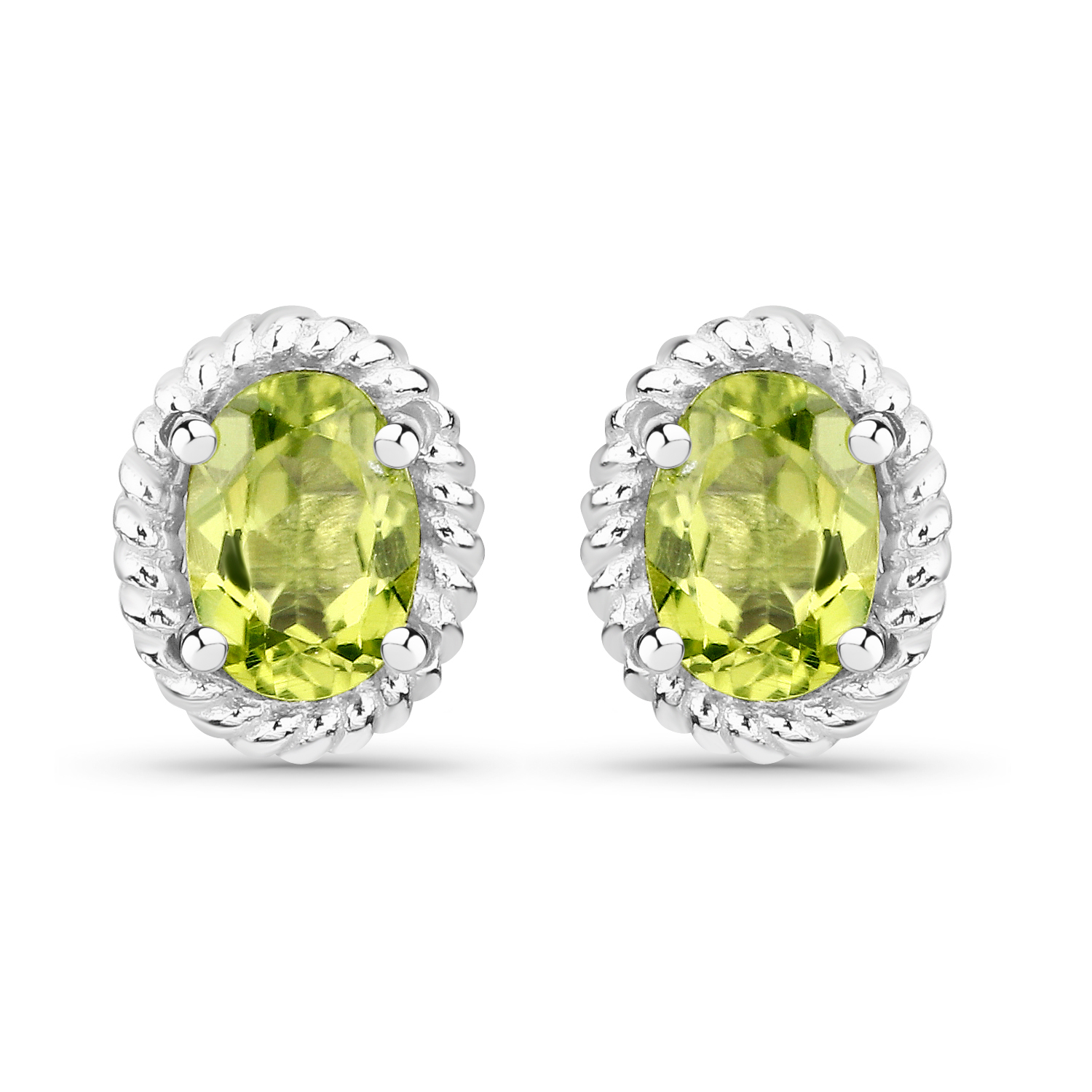 1.66 Carat Genuine Peridot .925 Sterling Silver Earrings