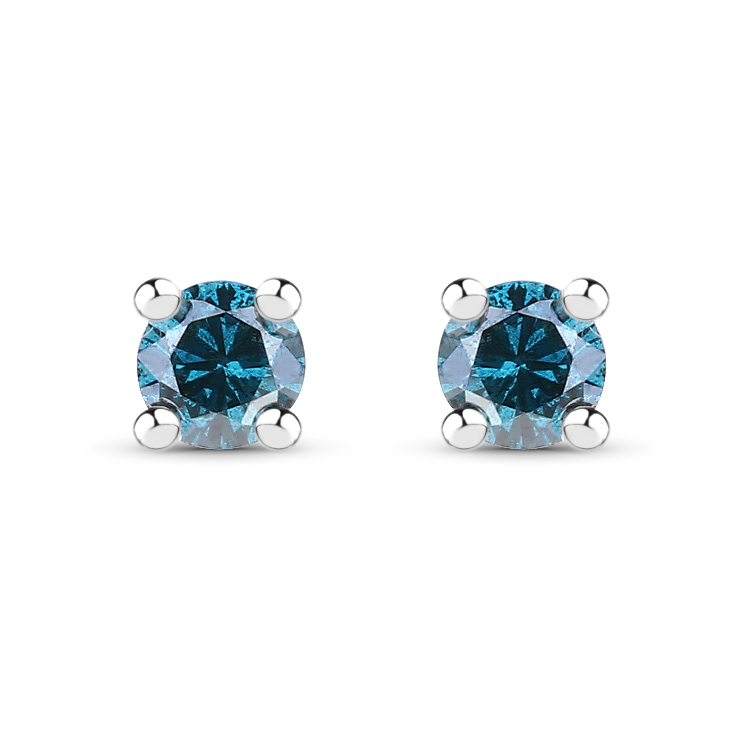 0.15 Carat Genuine Blue Diamond .925 Sterling Silver Earrings
