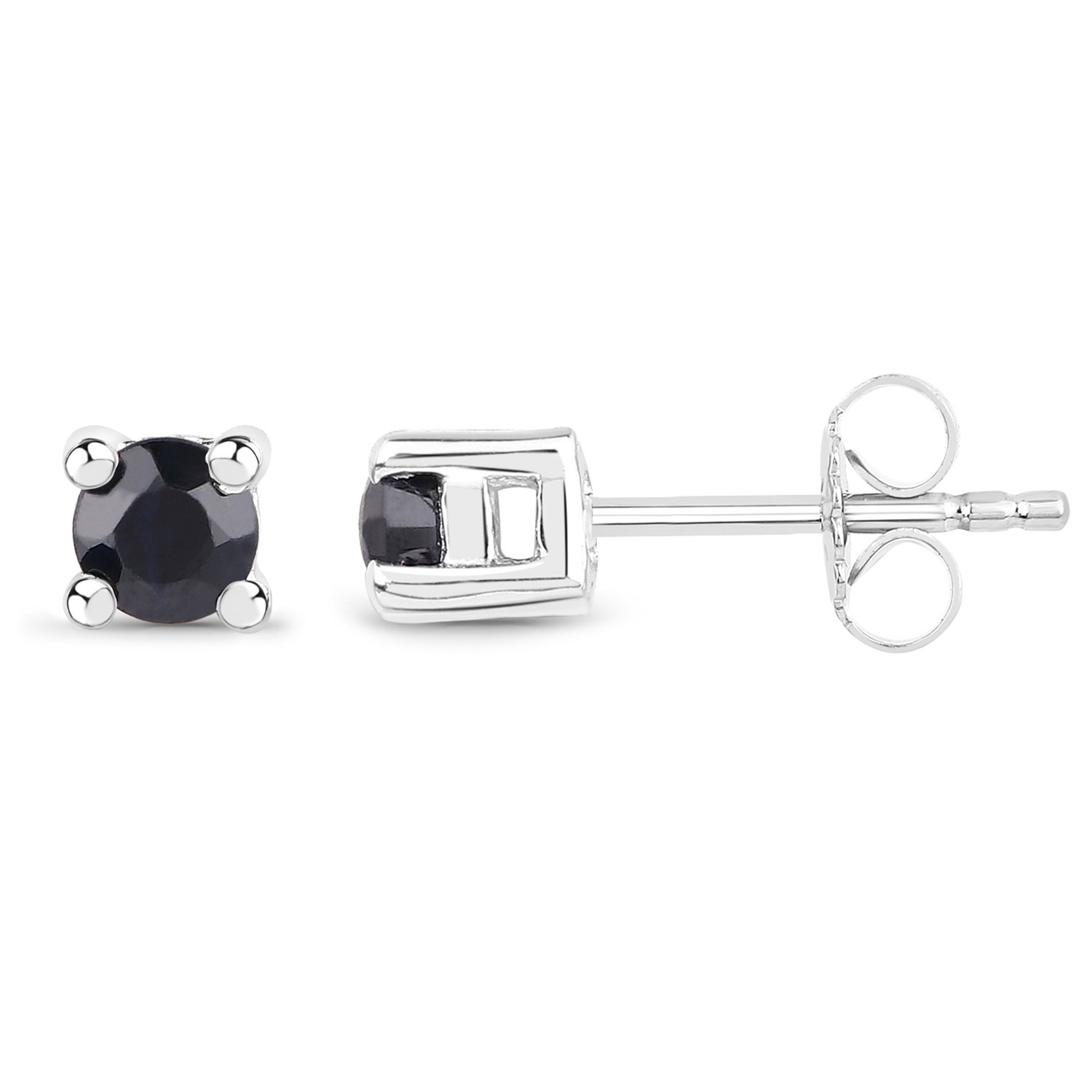 0.20 Carat Genuine Black Sapphire .925 Sterling Silver Earrings