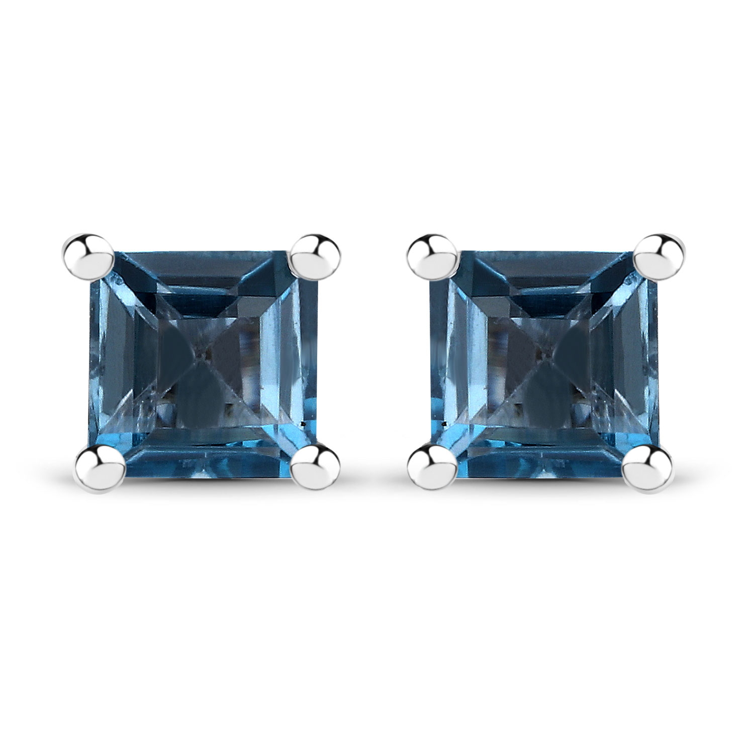 0.84 Carat Genuine London Blue Topaz .925 Sterling Silver Earrings