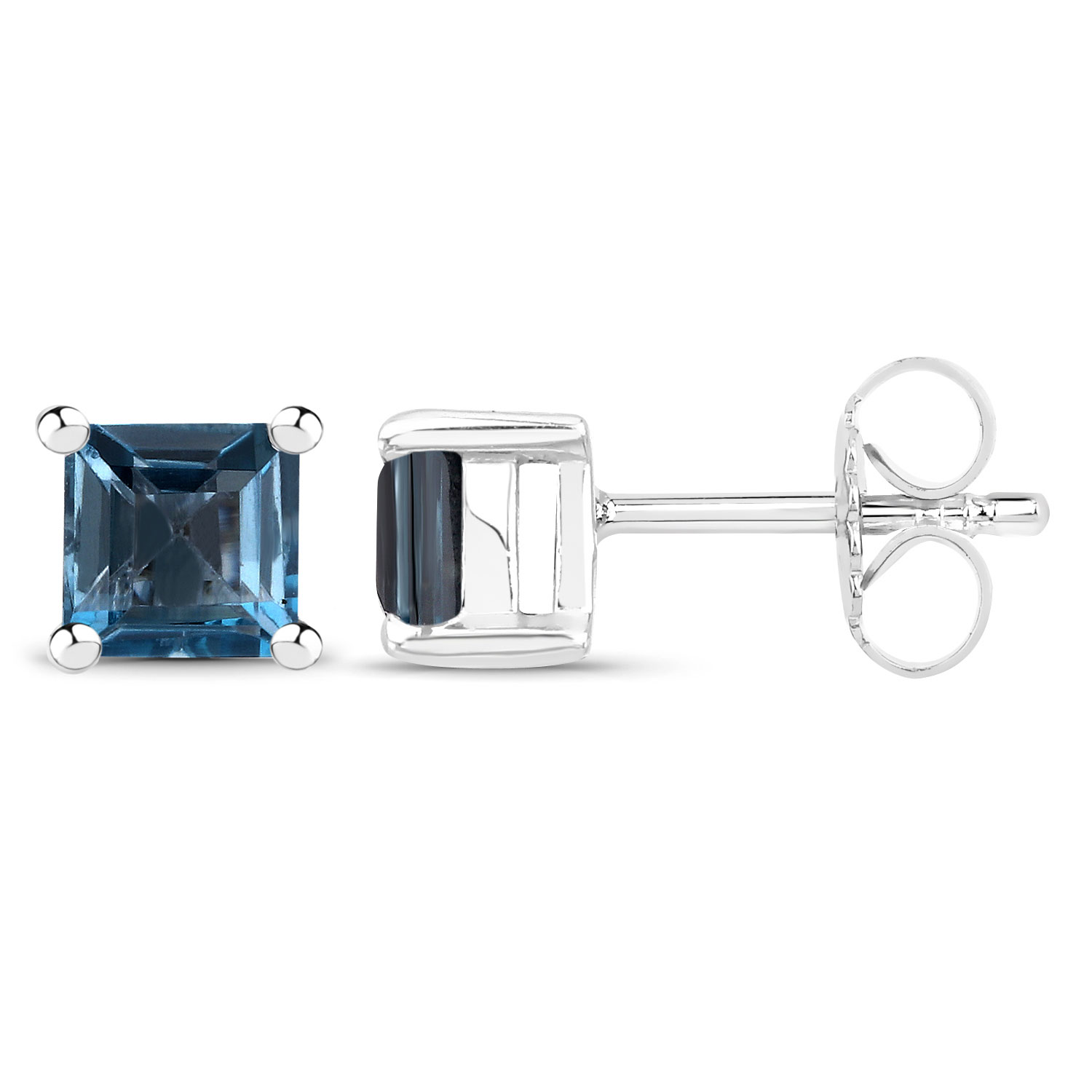 0.84 Carat Genuine London Blue Topaz .925 Sterling Silver Earrings