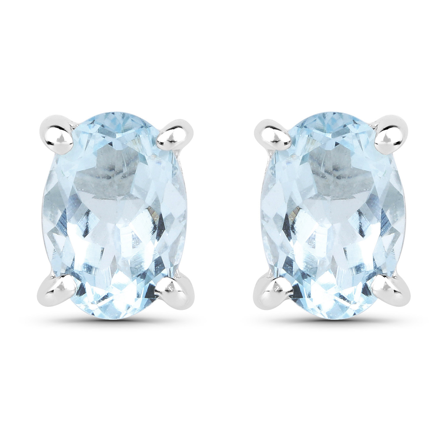 1.20 Carat Genuine Aquamarine .925 Sterling Silver Earrings