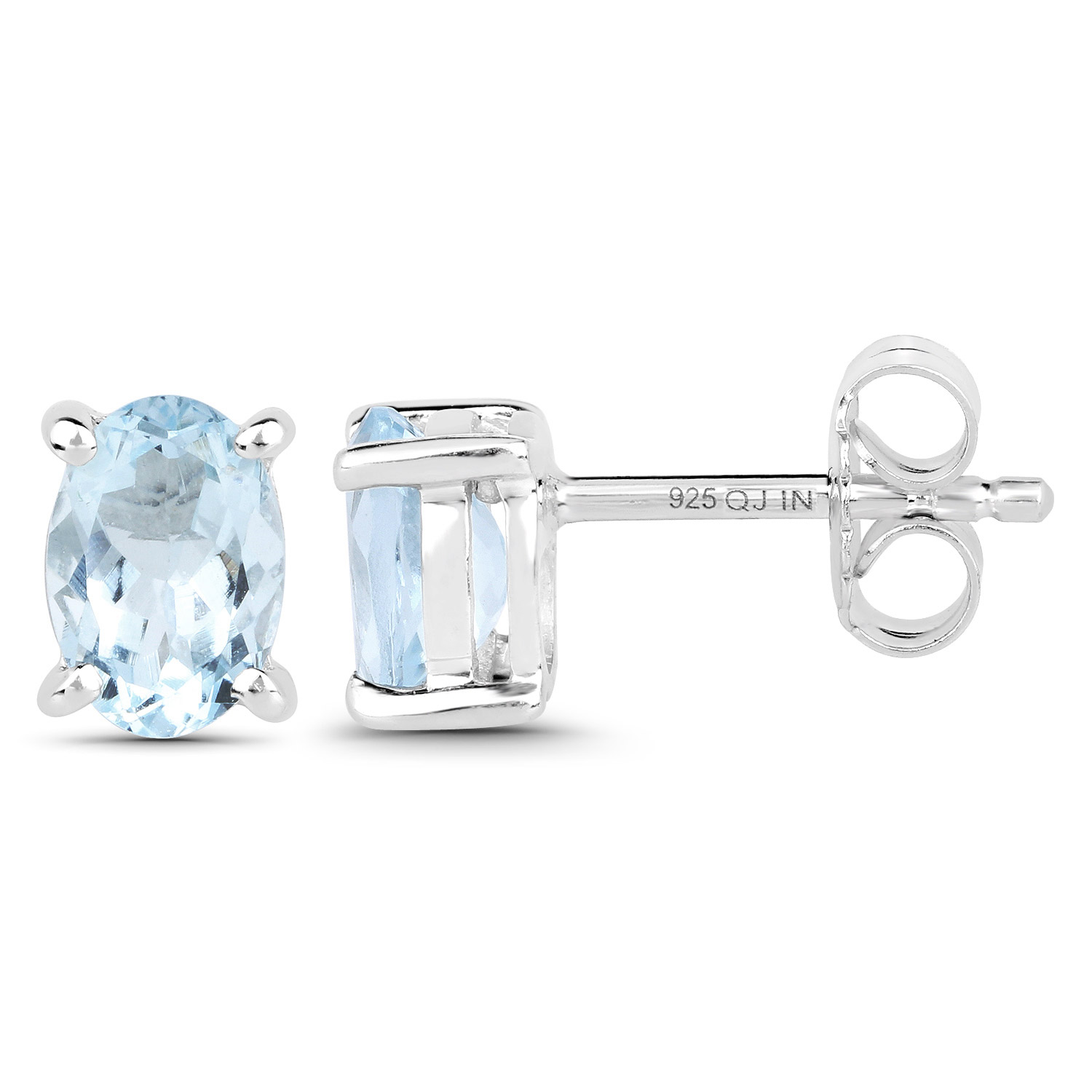 1.20 Carat Genuine Aquamarine .925 Sterling Silver Earrings