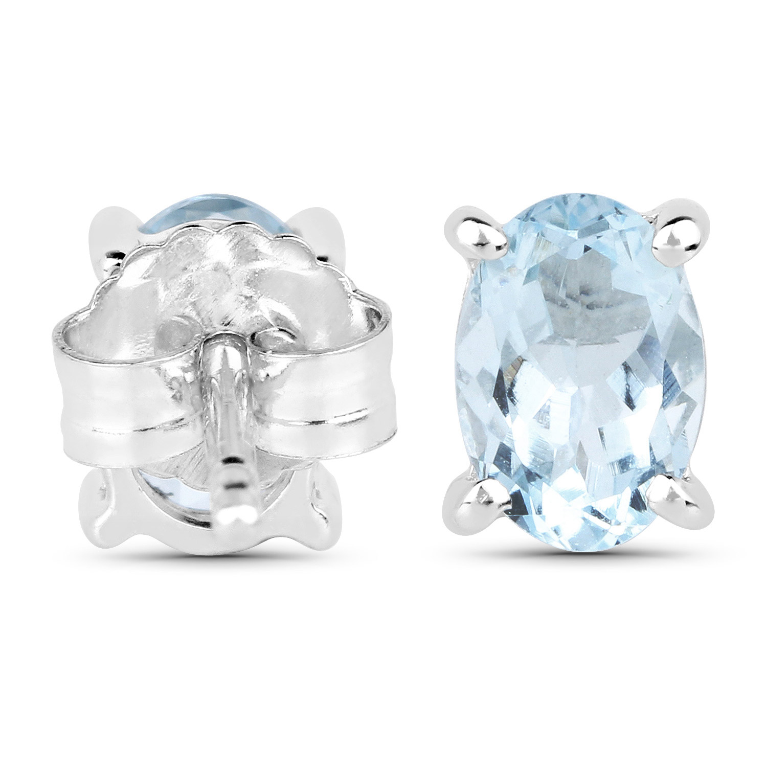 1.20 Carat Genuine Aquamarine .925 Sterling Silver Earrings