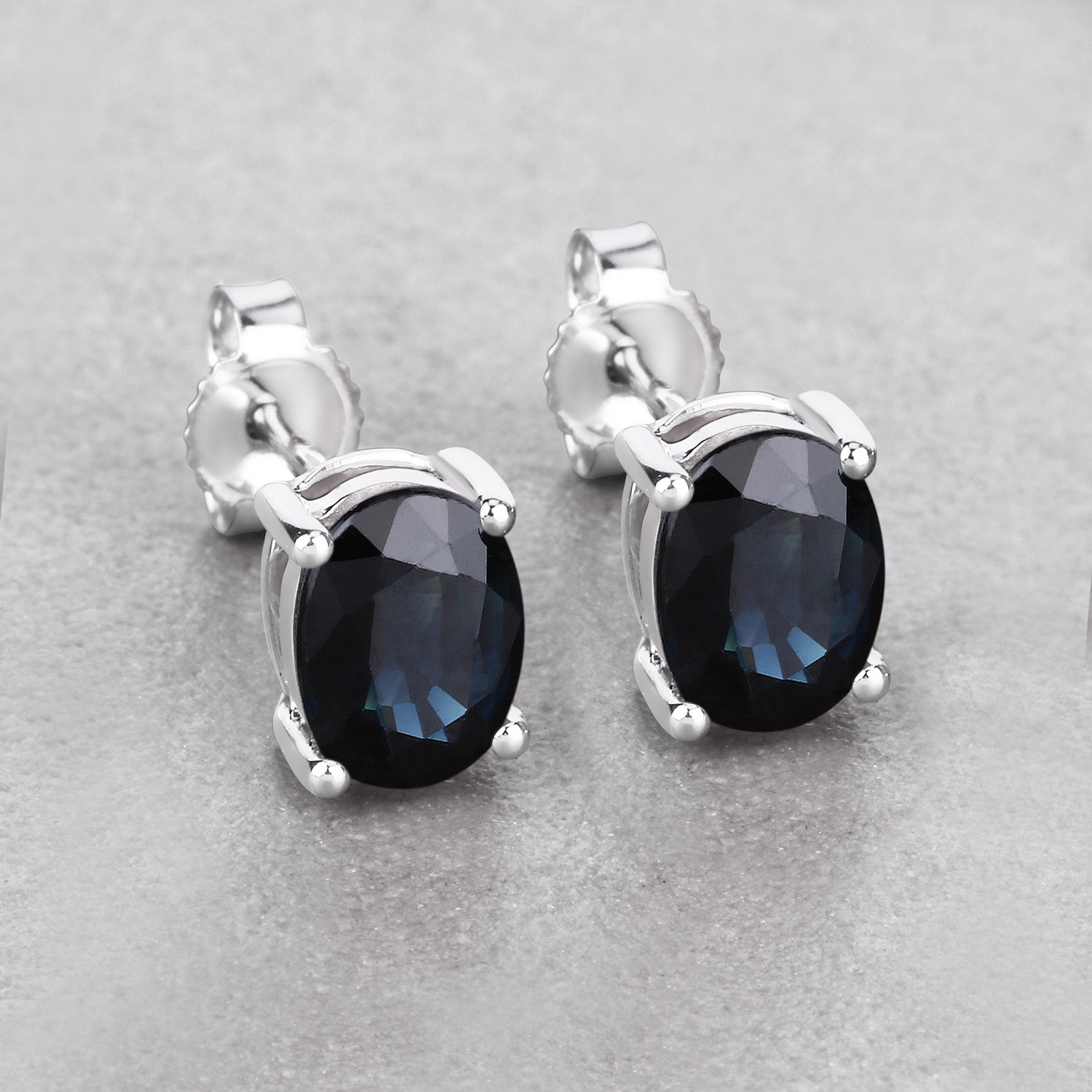 1.90 Carat Genuine Blue Sapphire 10K White Gold Earrings