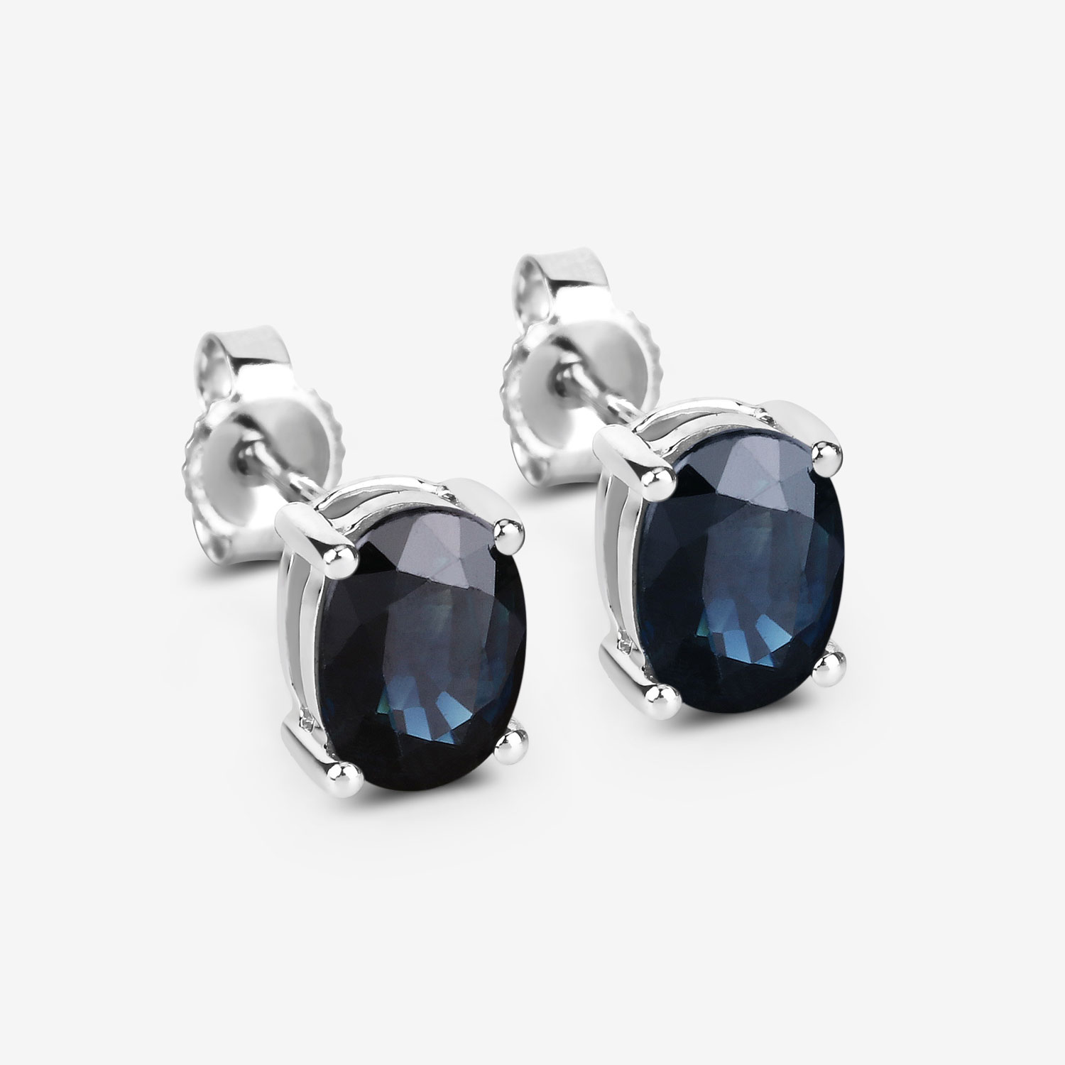 1.90 Carat Genuine Blue Sapphire 10K White Gold Earrings