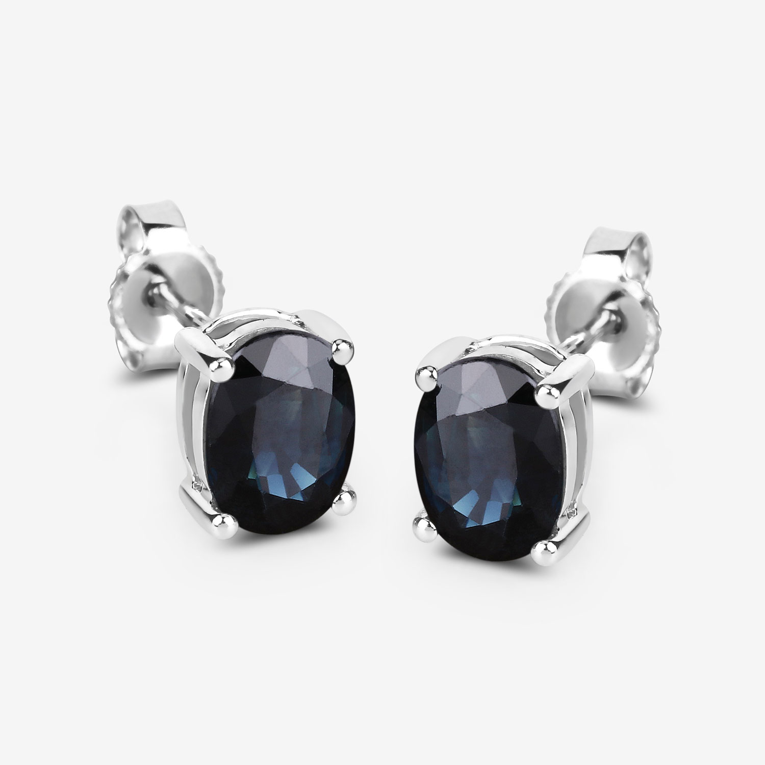 1.90 Carat Genuine Blue Sapphire 10K White Gold Earrings