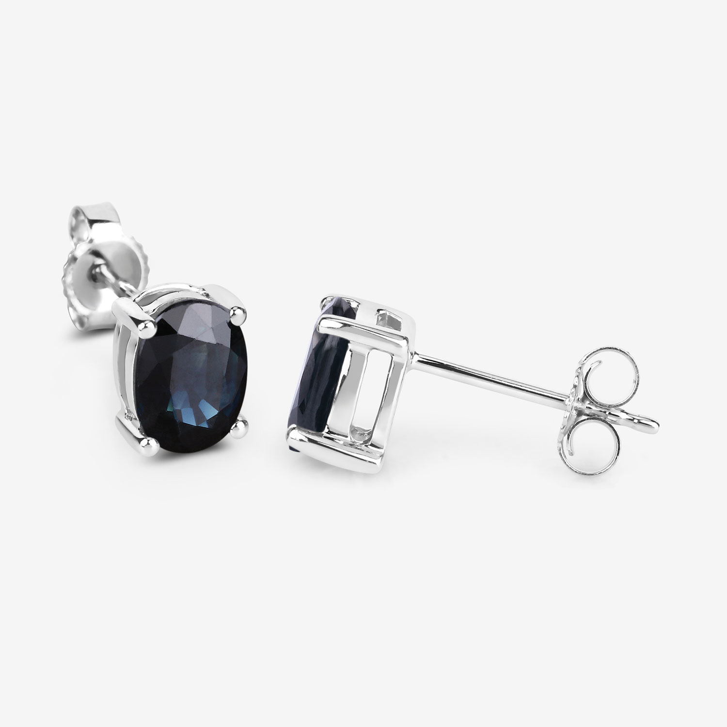 1.90 Carat Genuine Blue Sapphire 10K White Gold Earrings