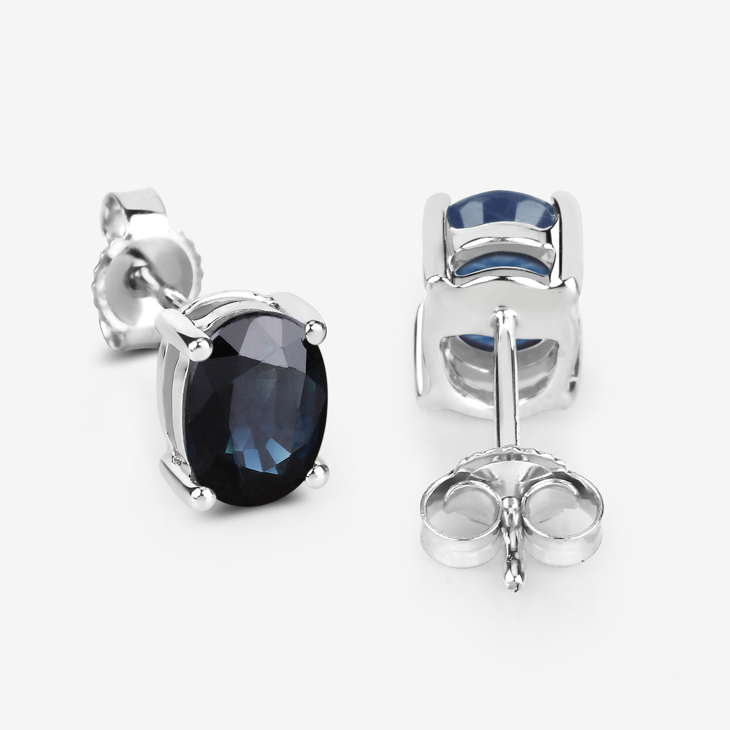 1.90 Carat Genuine Blue Sapphire 10K White Gold Earrings