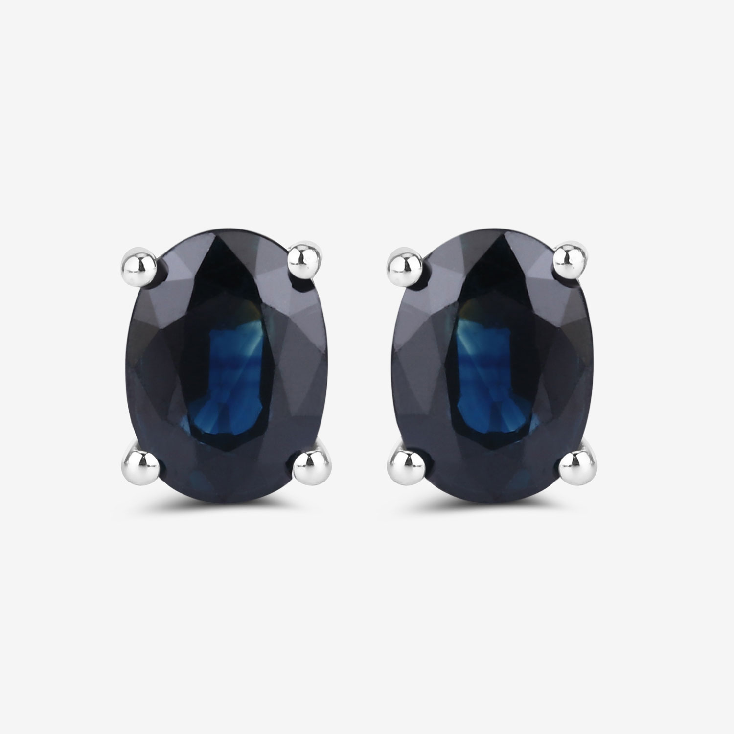 1.90 Carat Genuine Blue Sapphire 10K White Gold Earrings