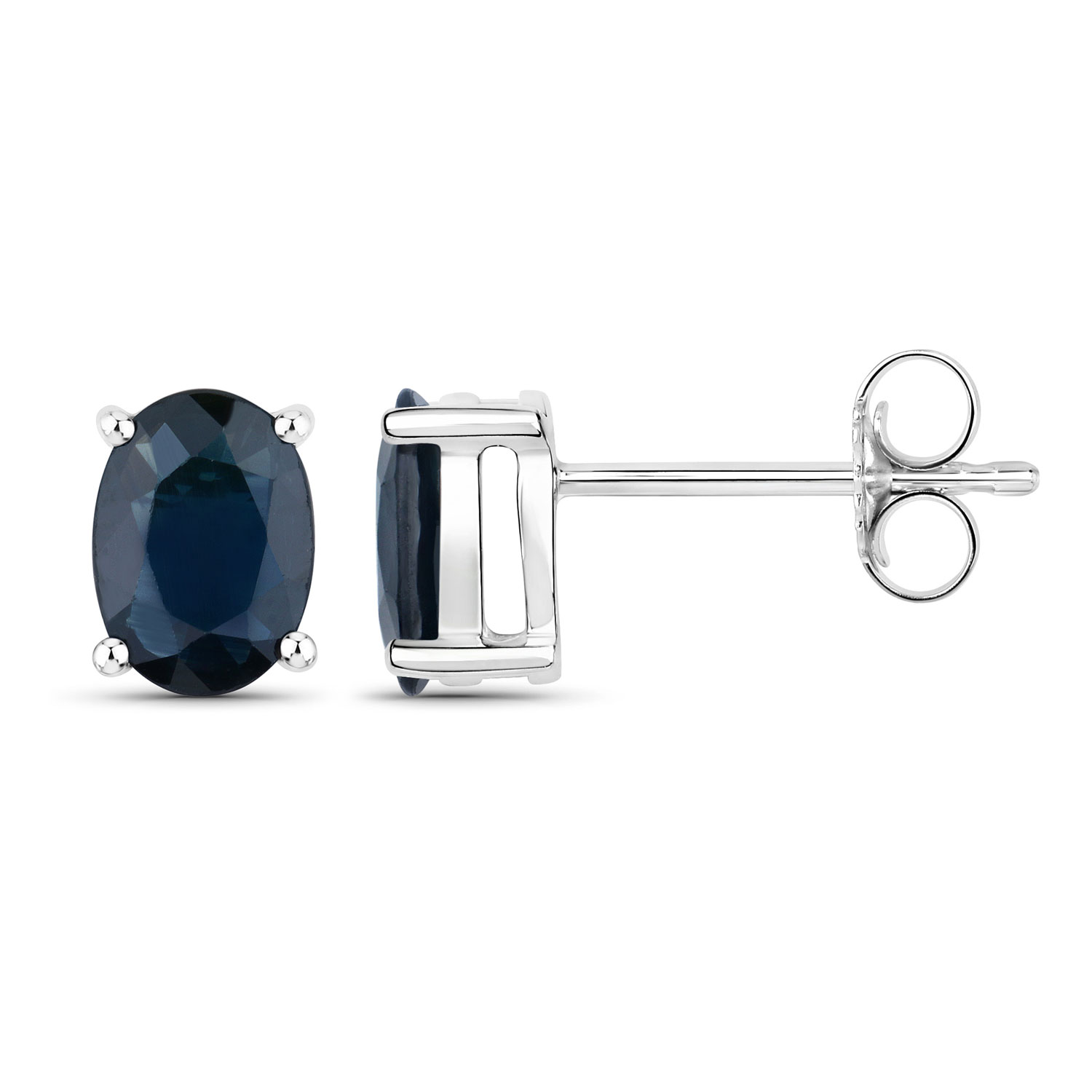 1.90 Carat Genuine Blue Sapphire 10K White Gold Earrings
