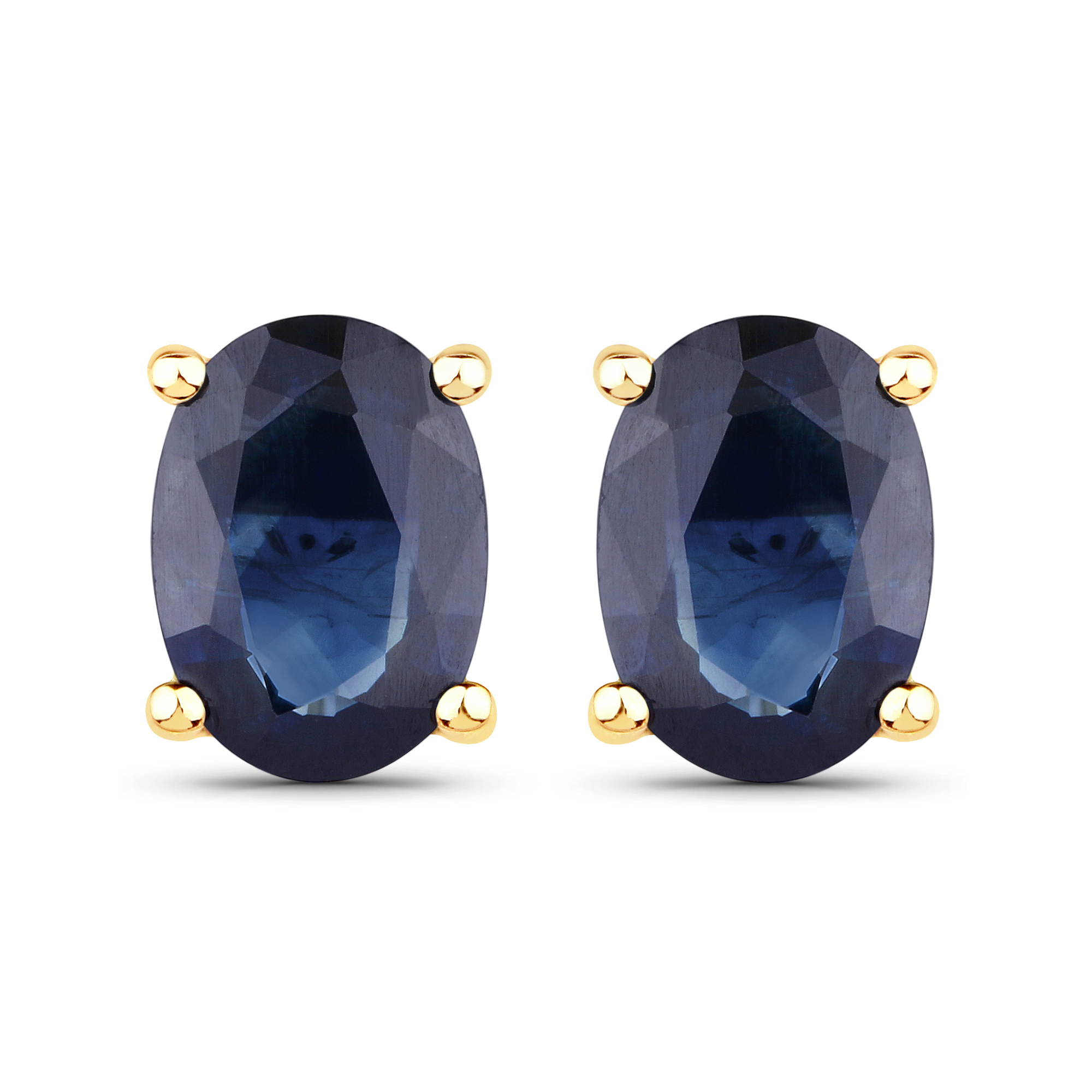 1.90 Carat Genuine Blue Sapphire 10K Yellow Gold Earrings