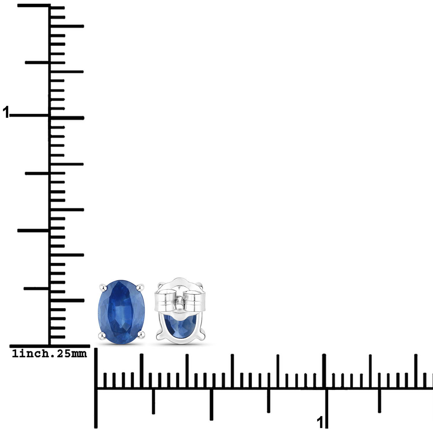 1.90 Carat Genuine Blue Sapphire 14K White Gold Earrings