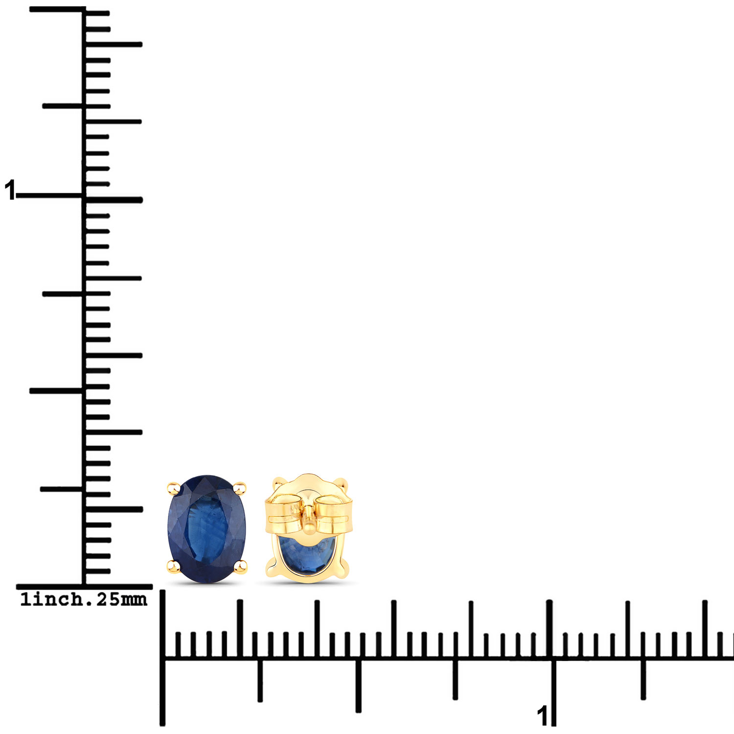 1.90 Carat Genuine Blue Sapphire 14K Yellow Gold Earrings