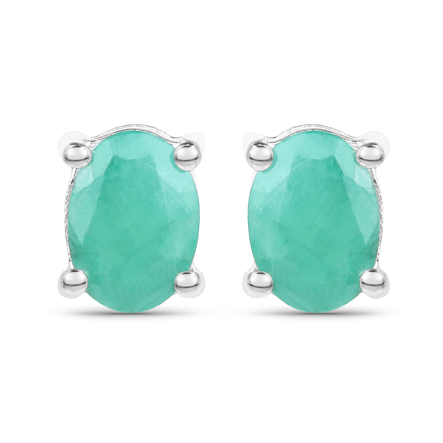 5.30 Carat Emerald, Glass Filled Ruby and Glass Filled Sapphire .925 Sterling Silver Earrings