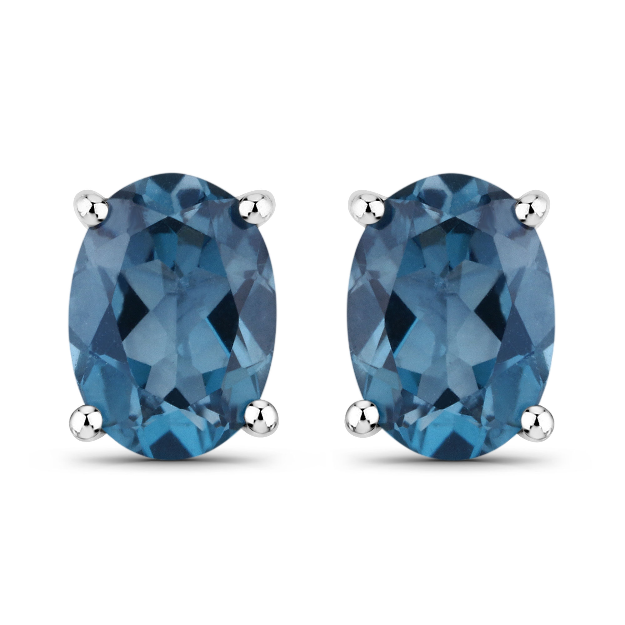 1.80 Carat Genuine London Blue Topaz .925 Sterling Silver Earrings
