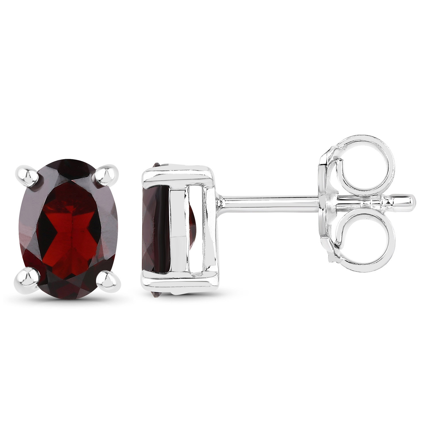3.70 Carat Genuine Garnet .925 Sterling Silver Jewelry Set (Earrings, and Pendant w/ Chain)