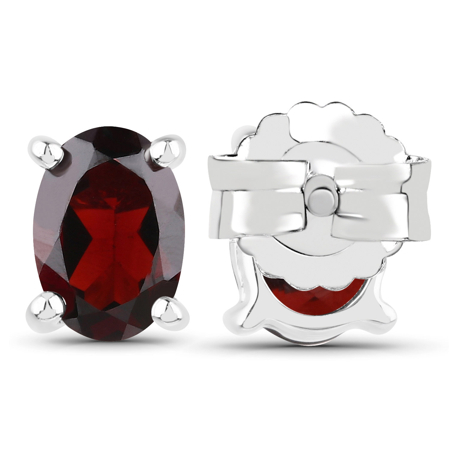 3.70 Carat Genuine Garnet .925 Sterling Silver Jewelry Set (Earrings, and Pendant w/ Chain)