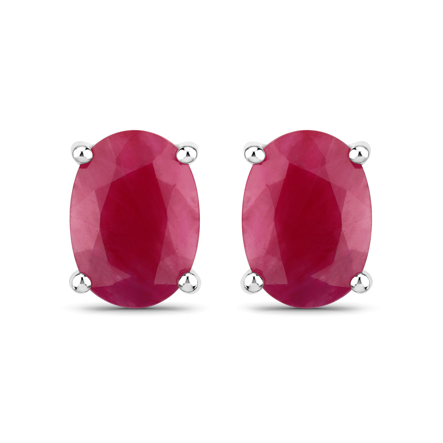 1.70 Carat Genuine Ruby 10K White Gold Earrings