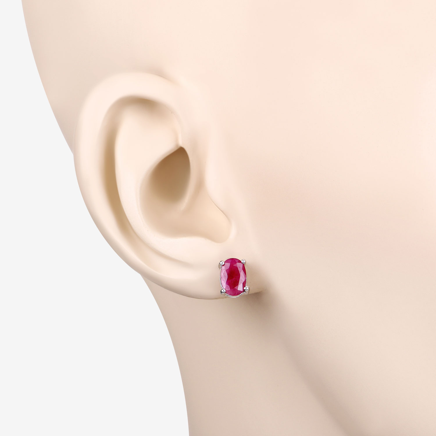 1.70 Carat Genuine Ruby 10K White Gold Earrings