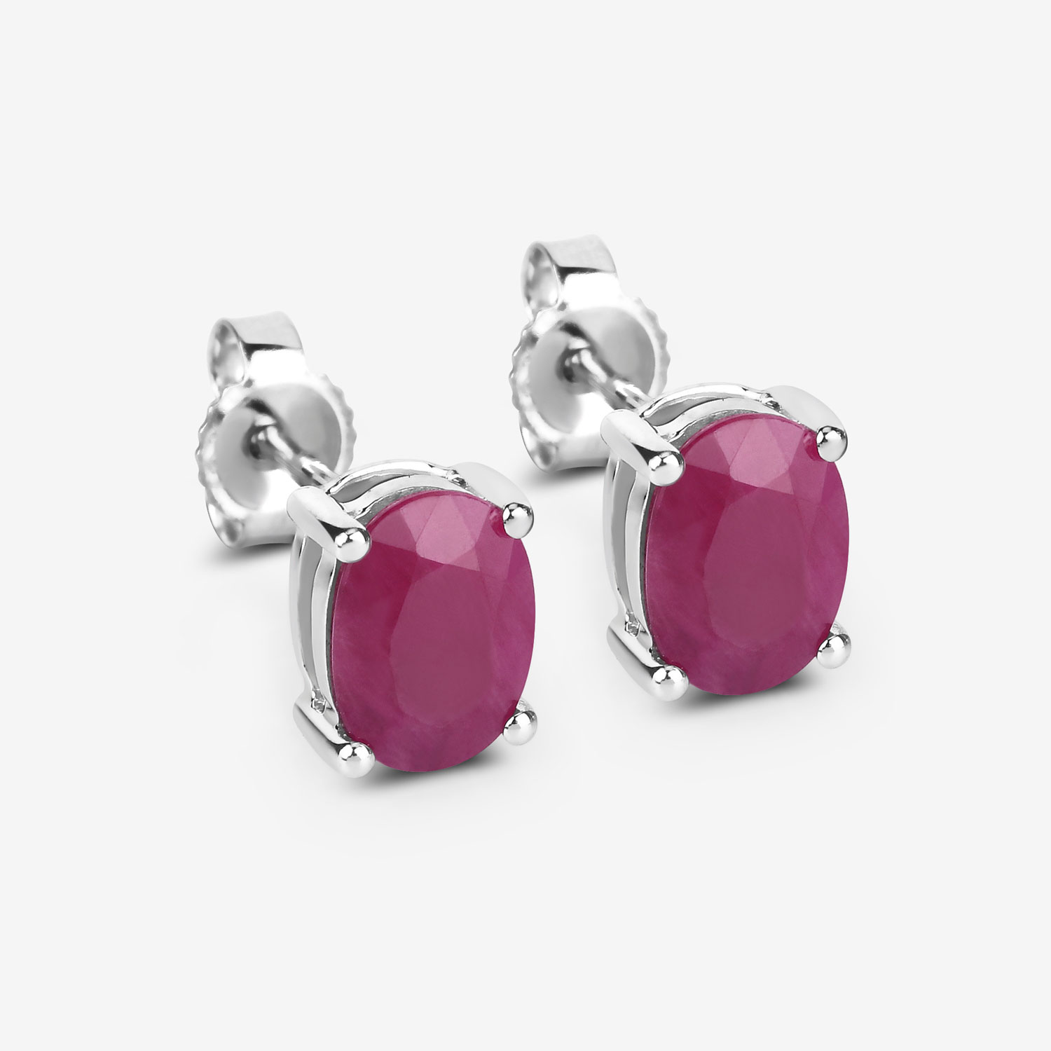 1.70 Carat Genuine Ruby 10K White Gold Earrings