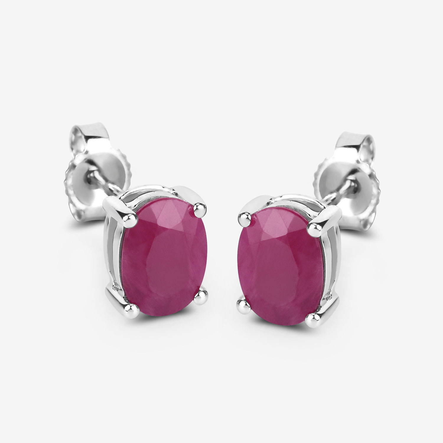 1.70 Carat Genuine Ruby 10K White Gold Earrings