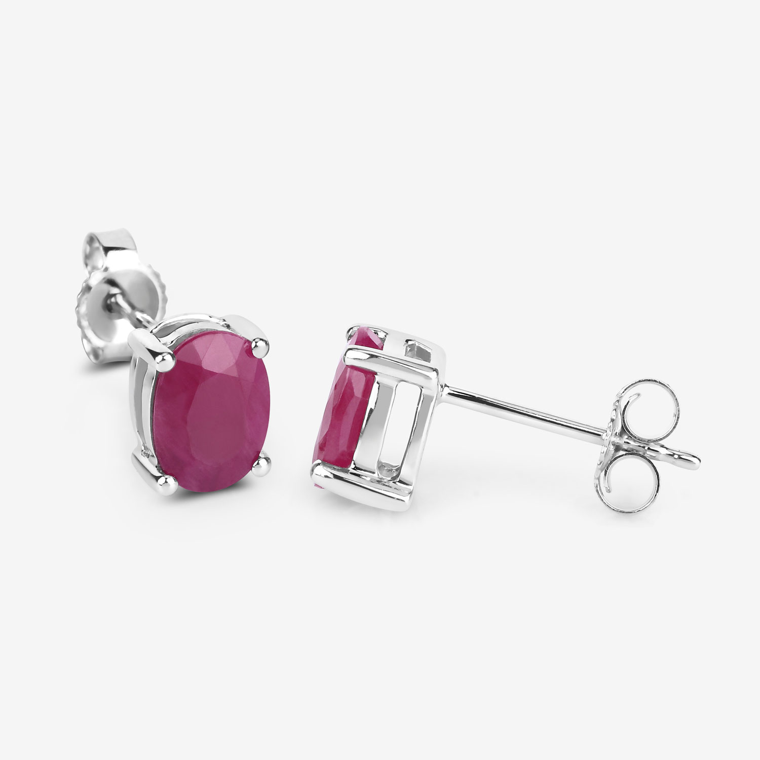 1.70 Carat Genuine Ruby 10K White Gold Earrings