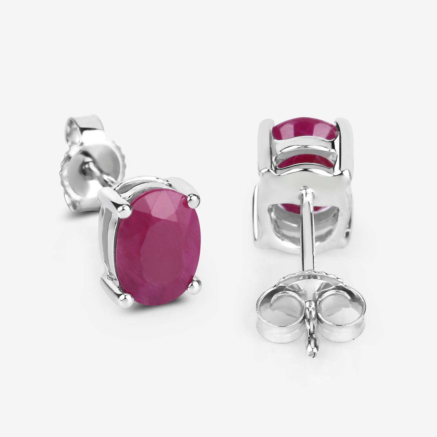 1.70 Carat Genuine Ruby 10K White Gold Earrings