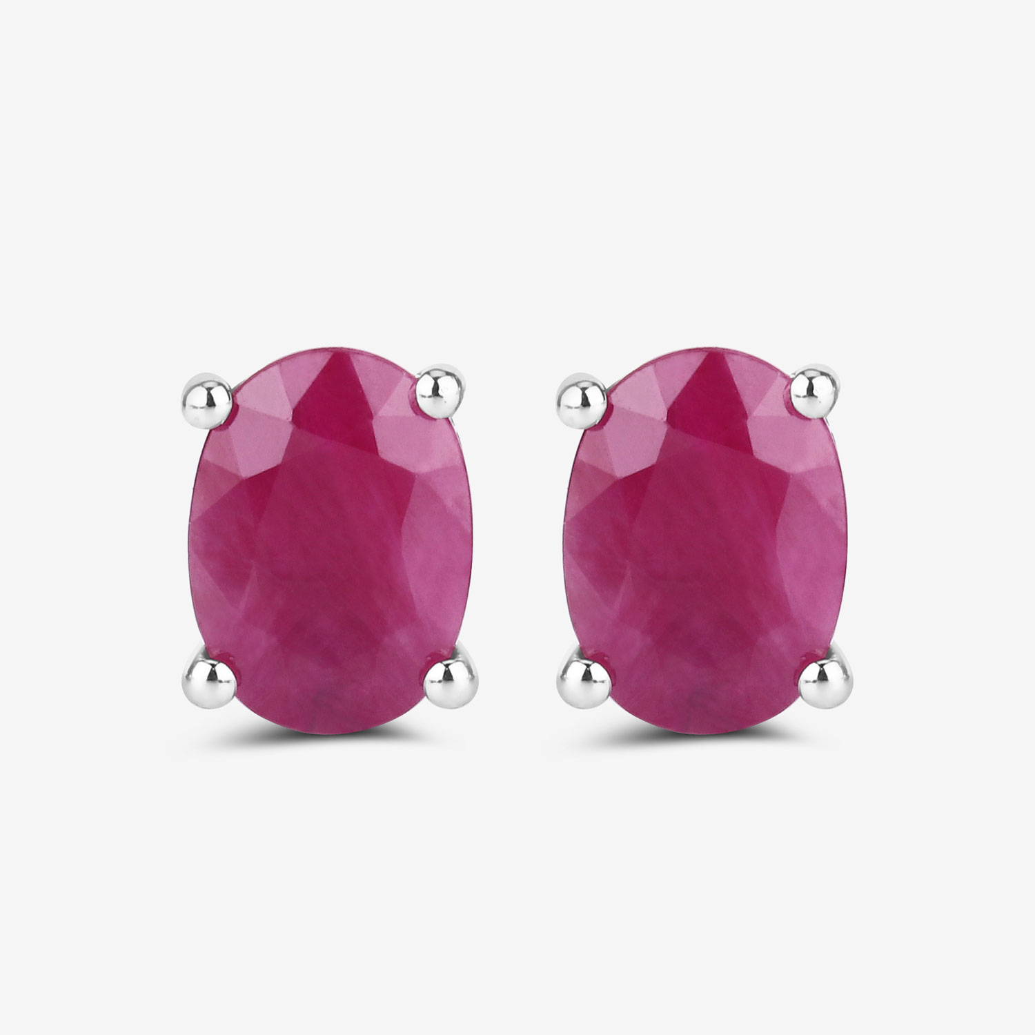 1.70 Carat Genuine Ruby 10K White Gold Earrings